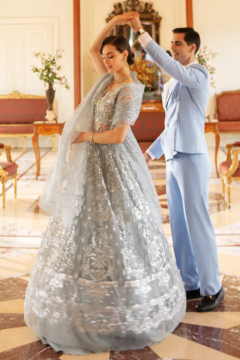 Sabine TDL22-08 | Mushq Serendipity Trousseau De Luxe 2022 Luxury Wedding Collection | Embroidered Net Suits