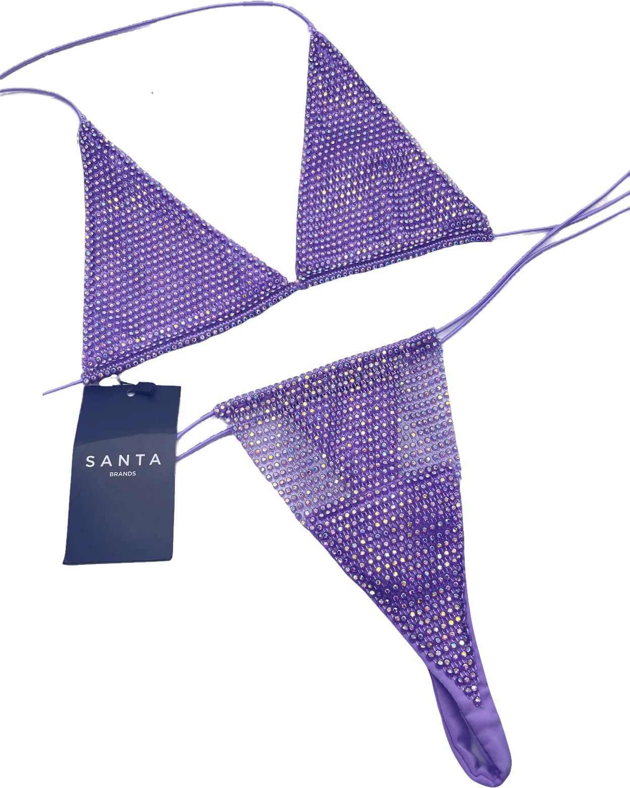 santa brands Crystal Embellished Anta Brand Orchid Bikini Set In Purple UK S