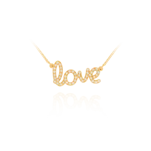 Scripted "Love" With Diamonds Necklace