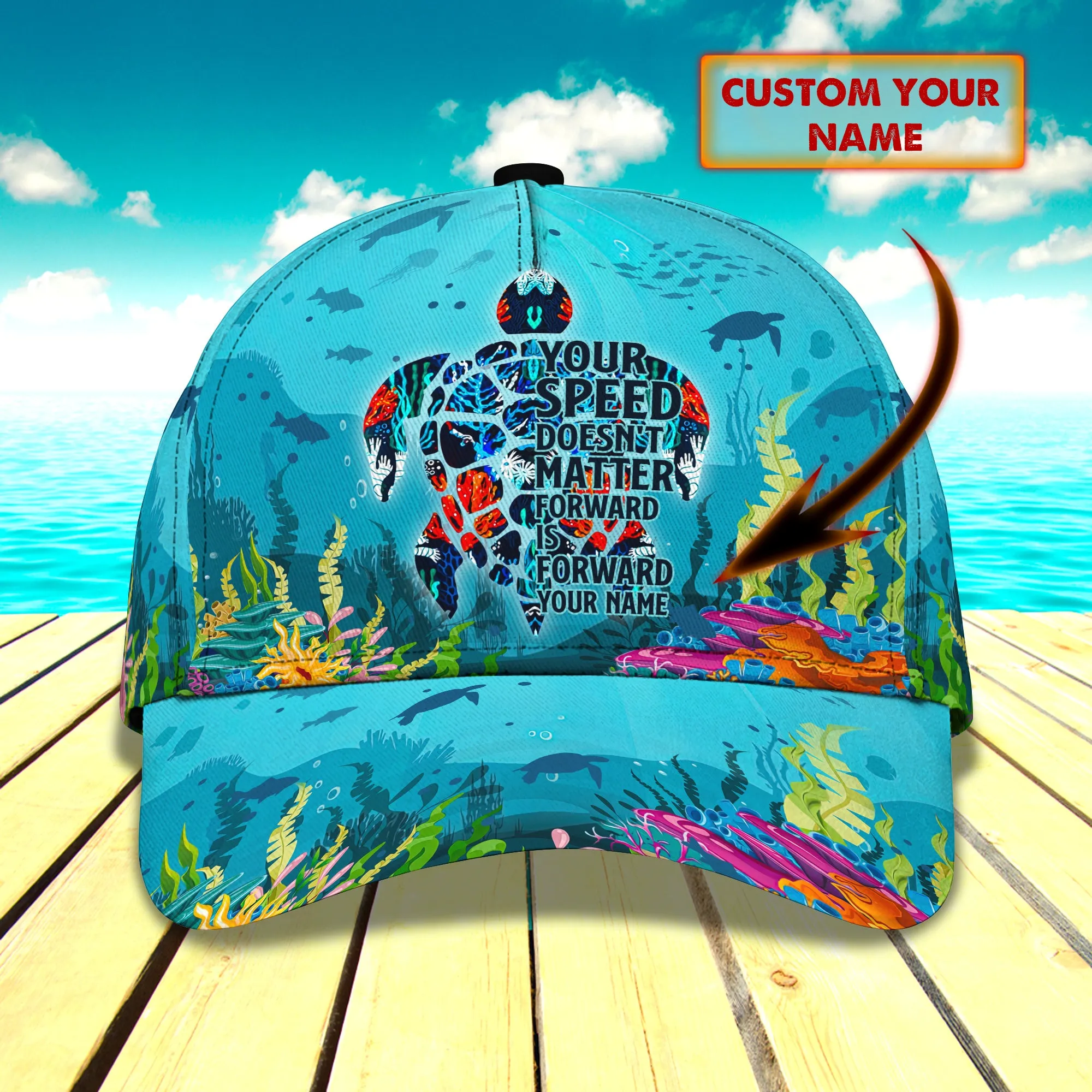 Sea Turtle - Personalized Name Cap - Loop - Vhv-cap-073