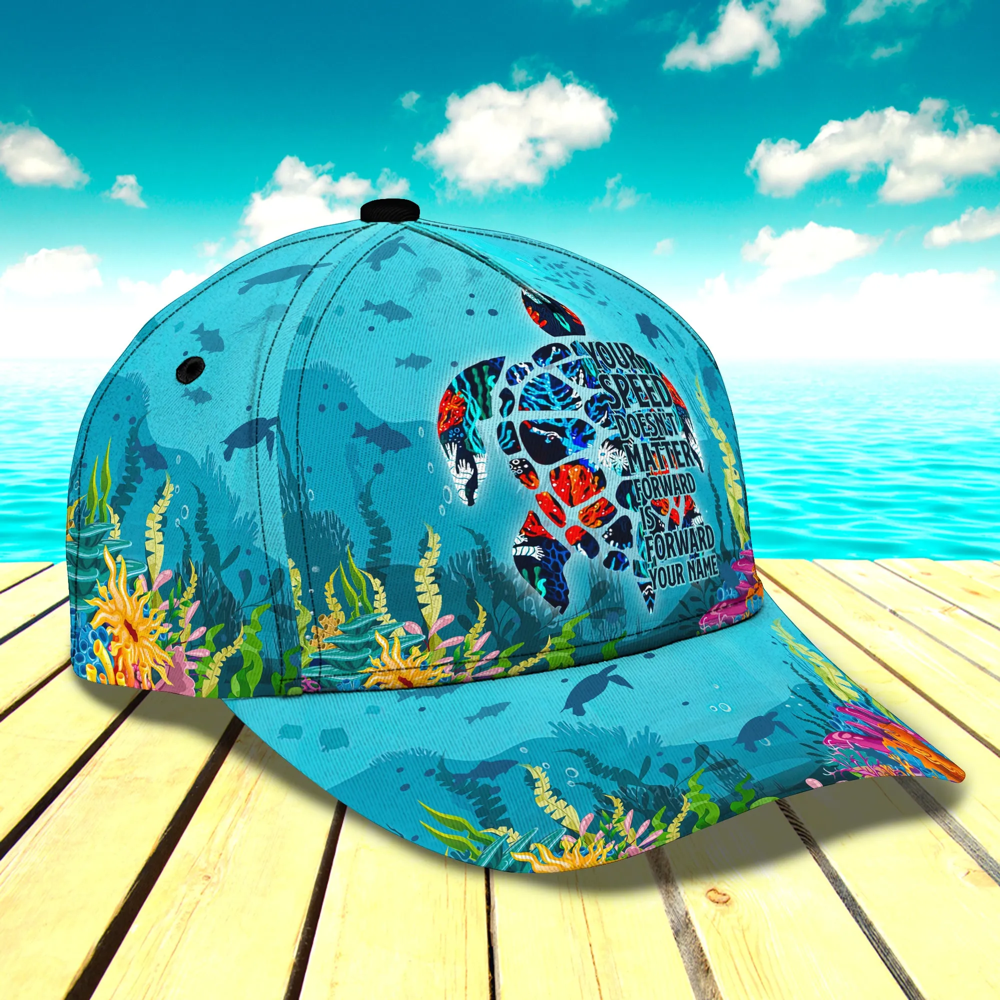 Sea Turtle - Personalized Name Cap - Loop - Vhv-cap-073