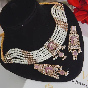 Semi-Gem Turkish Choker Earrings Set