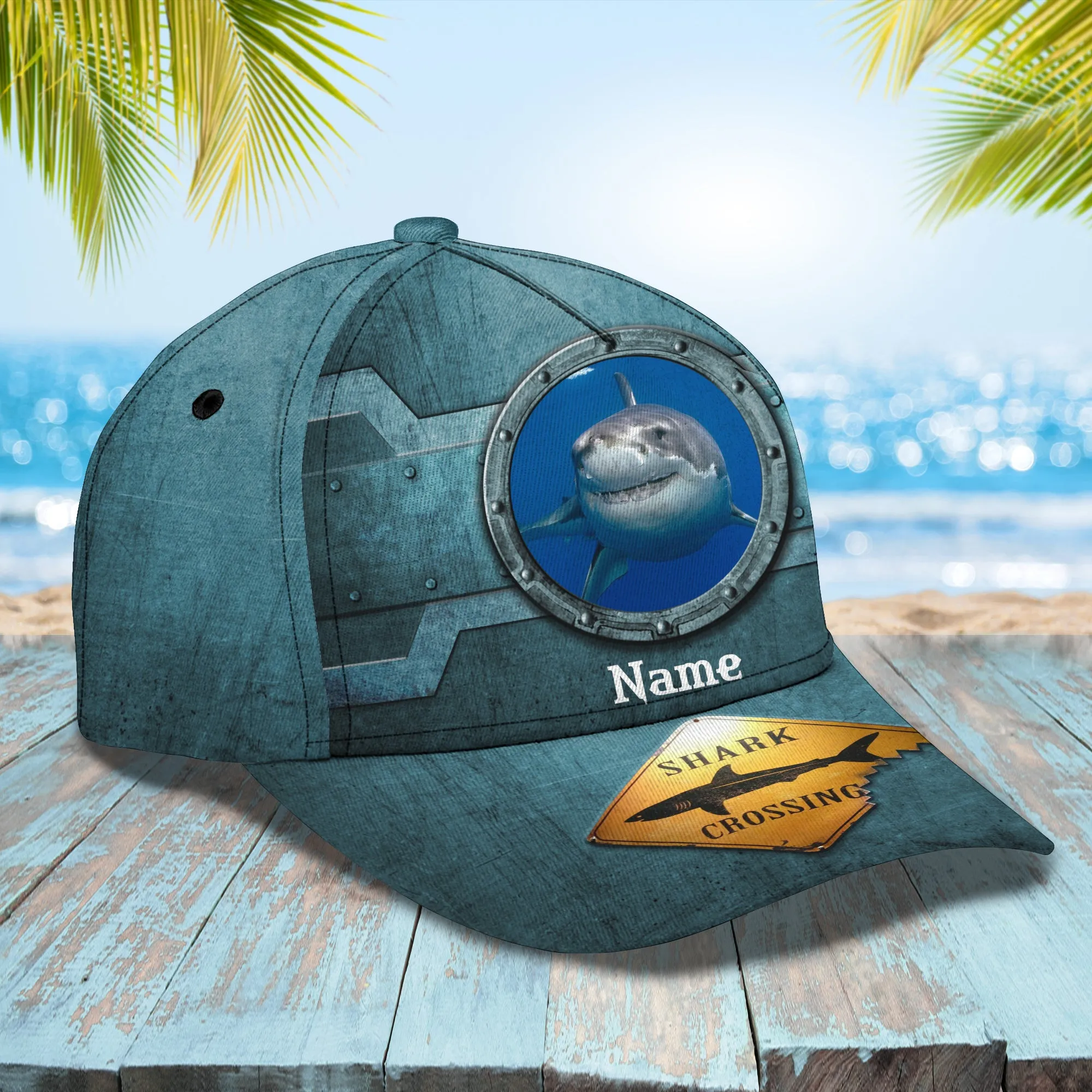 Shark Crossing - Personalized Name Cap - Loop - H9h3-390