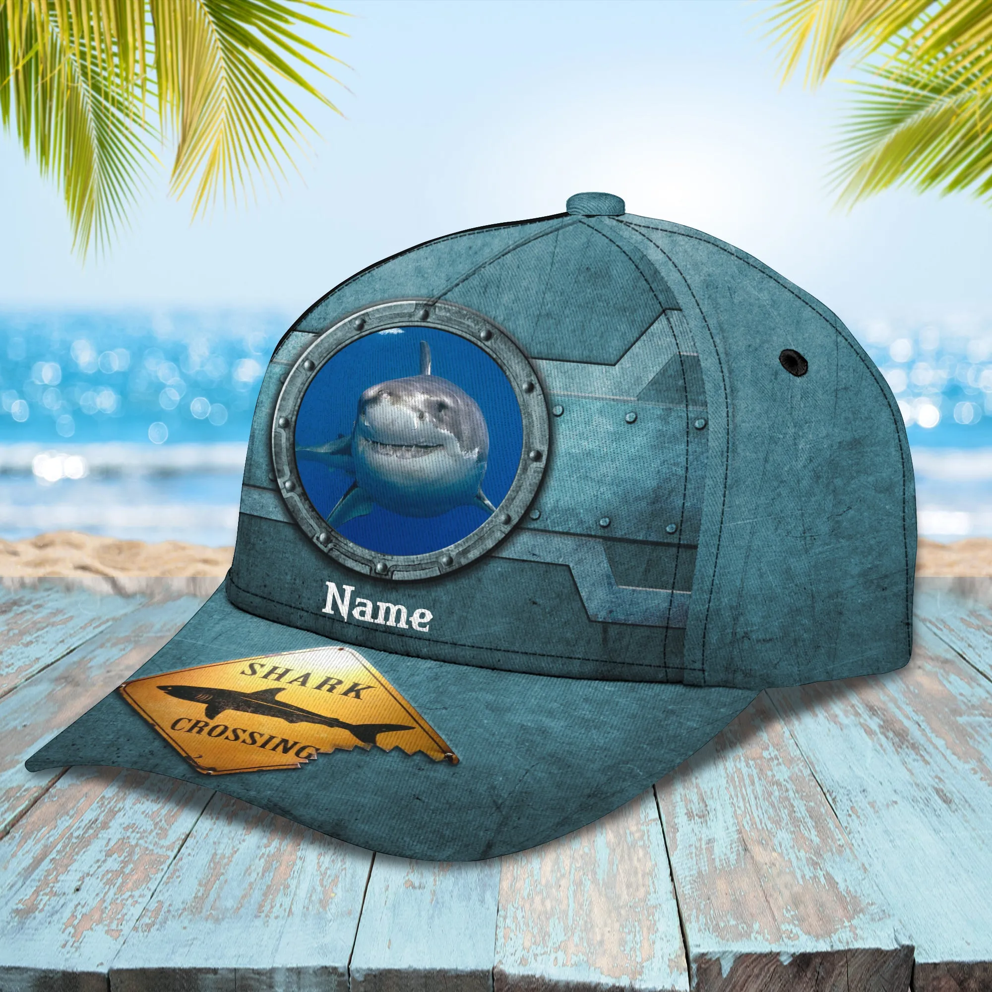 Shark Crossing - Personalized Name Cap - Loop - H9h3-390