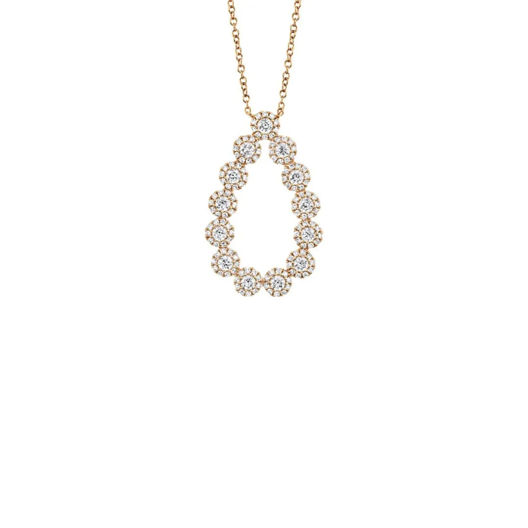 Shy Creation Diamond Halos Open Pear Necklace