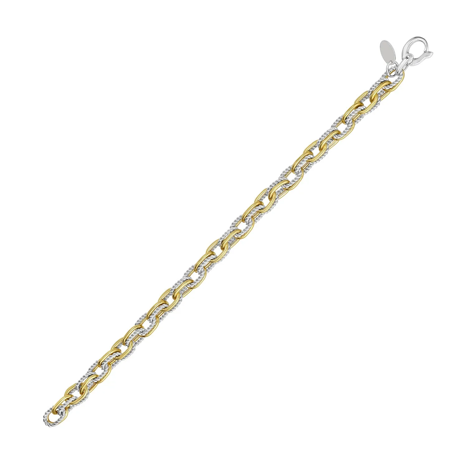 Silver & 18K Double Small Paperclip Link Bracelet