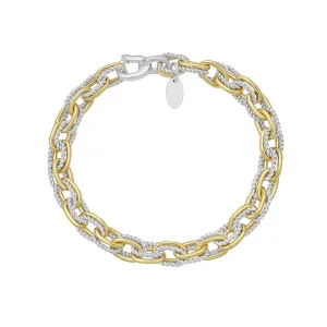 Silver & 18K Double Small Paperclip Link Bracelet