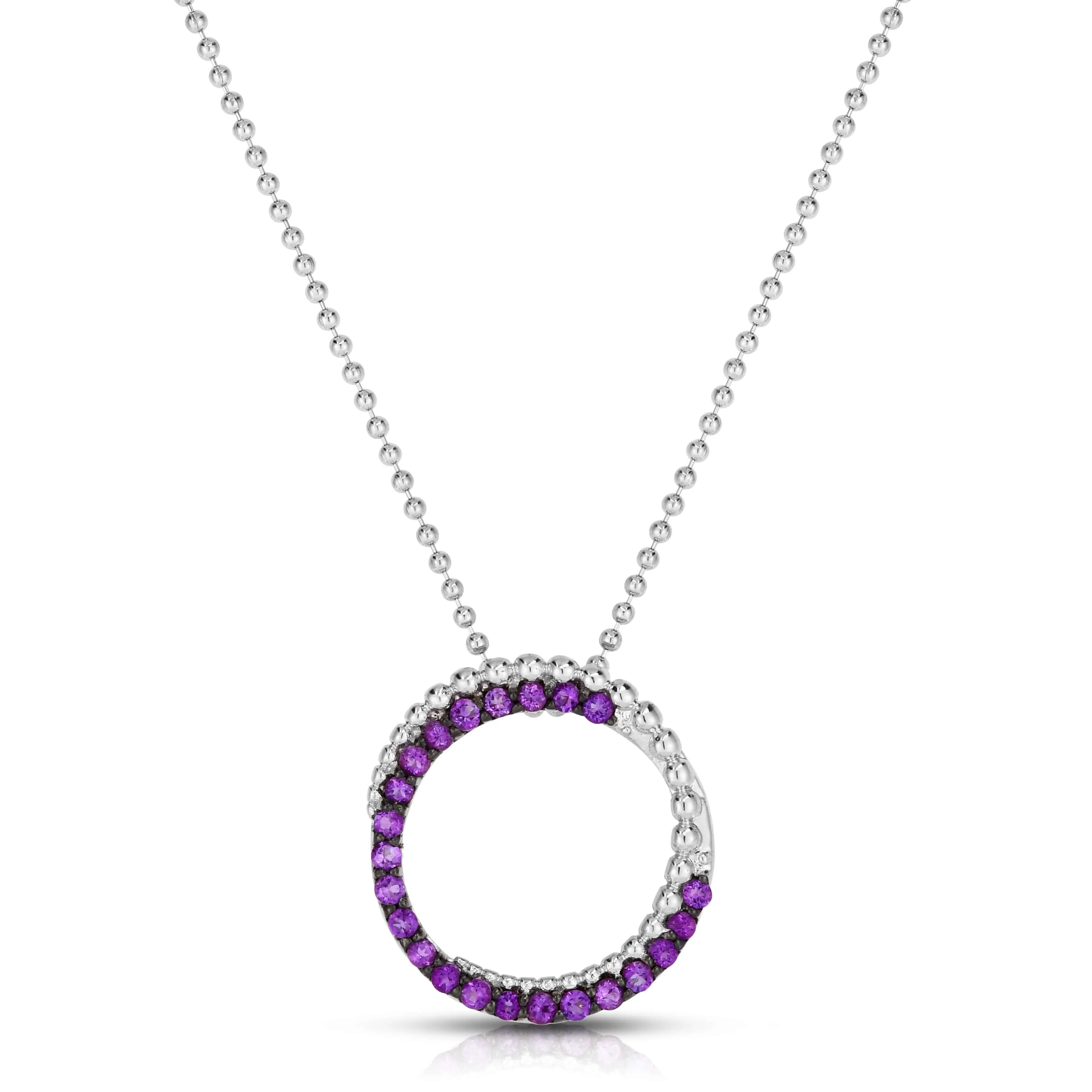 Silver & Amethyst Prosecco Circle Pendant