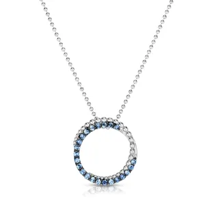 Silver & Blue Topaz Prosecco Circle Necklace