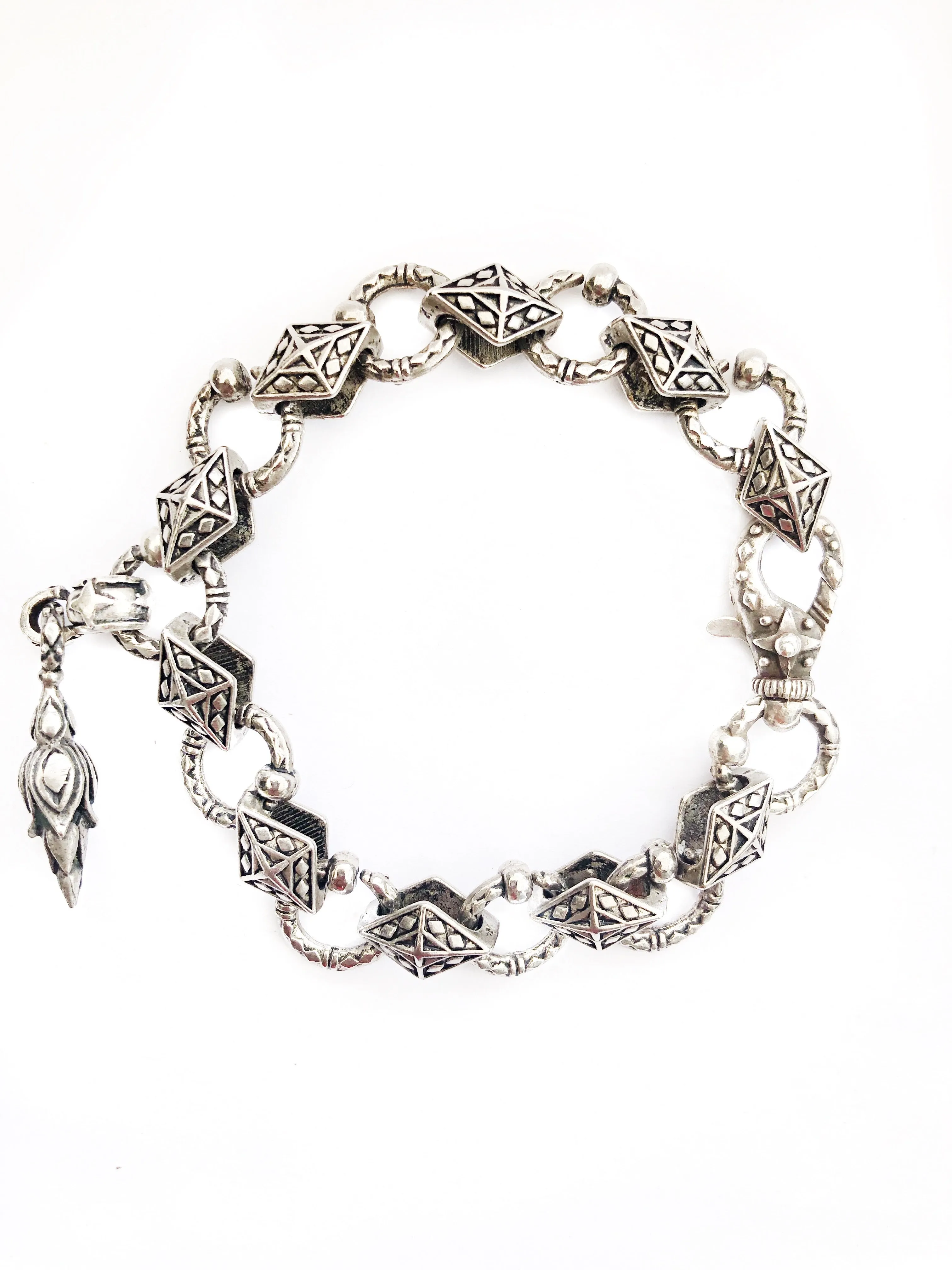 Silver Link Bracelet With Logo Torch