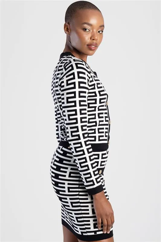 Sissy Boy Iuma Patterned Knit Cardigan Black/White