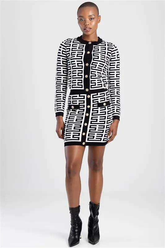 Sissy Boy Iuma Patterned Knit Cardigan Black/White