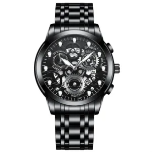 Skeleton Design Fashion Mechanical Style Stainless Steel Business men Watch