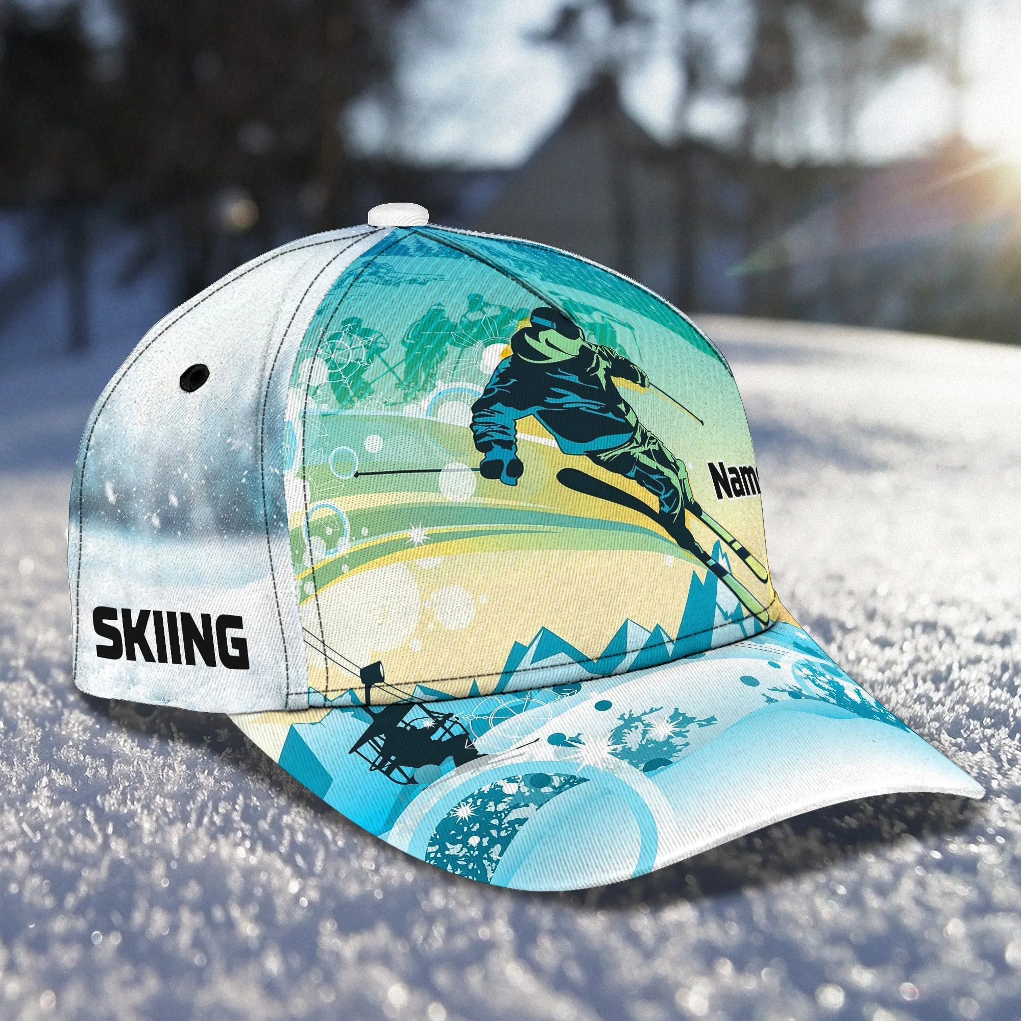 Skiing 2- Personalized Name Cap -Loop- Hd98 74
