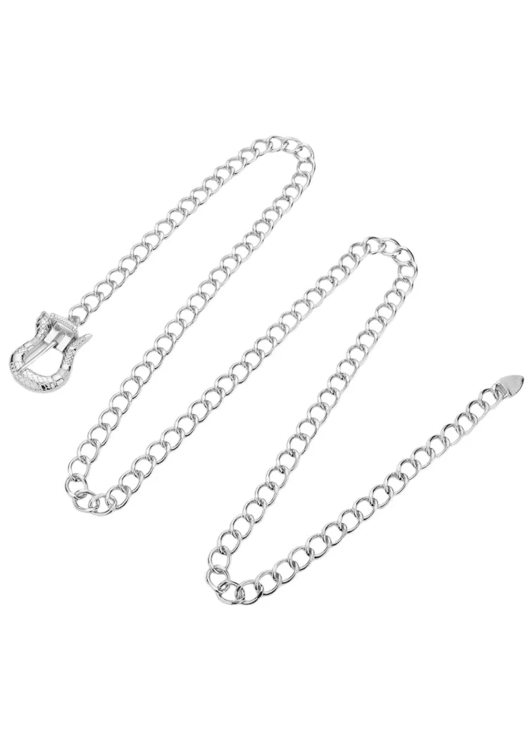 Snakeskin Buckle Metal Chain Belt