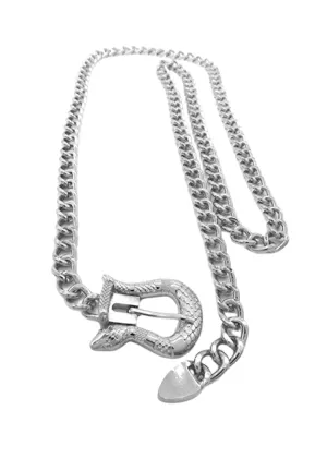 Snakeskin Buckle Metal Chain Belt
