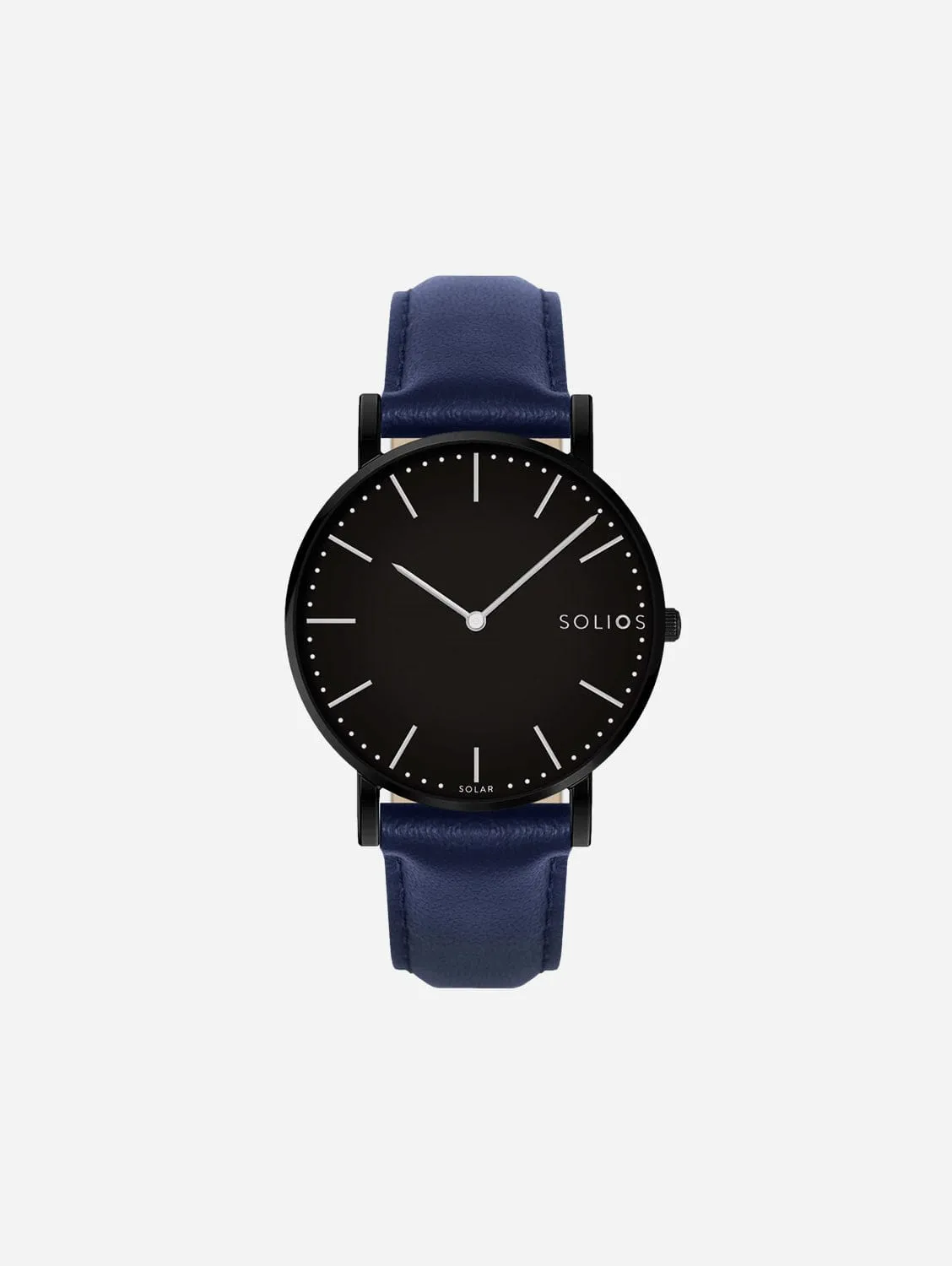 Solar Watch with Black Dial  | Blue Vegan Leather Strap