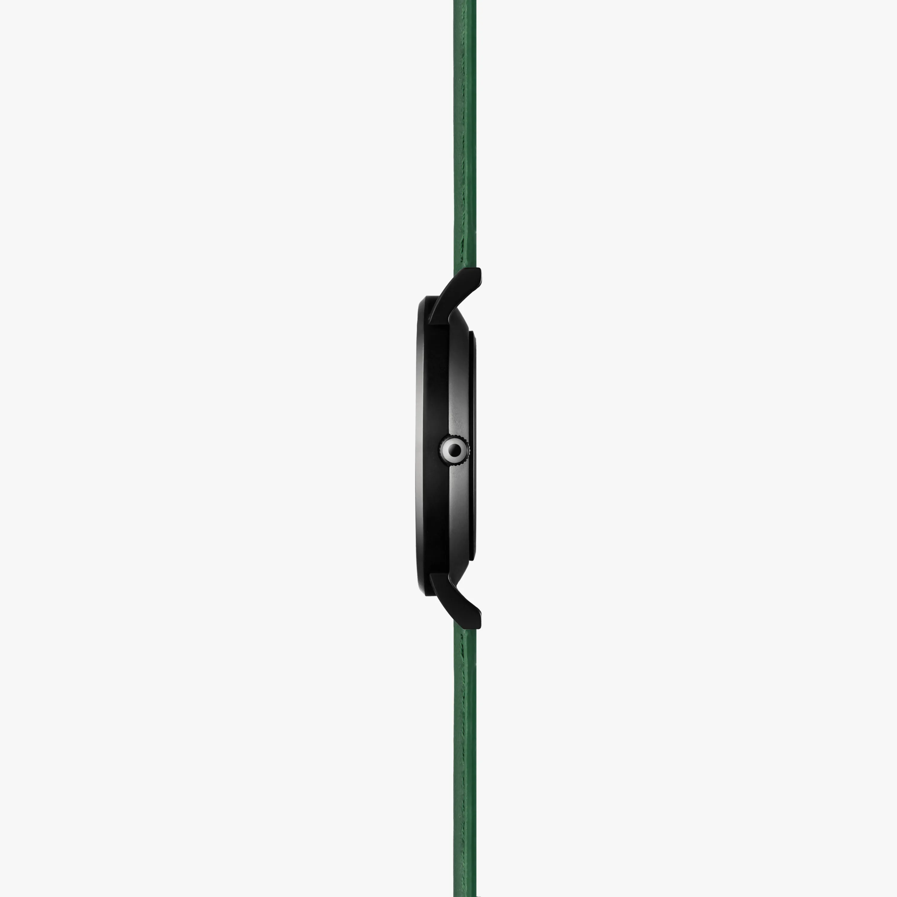 Solar Watch with Black Dial | Green Vegan Leather Strap