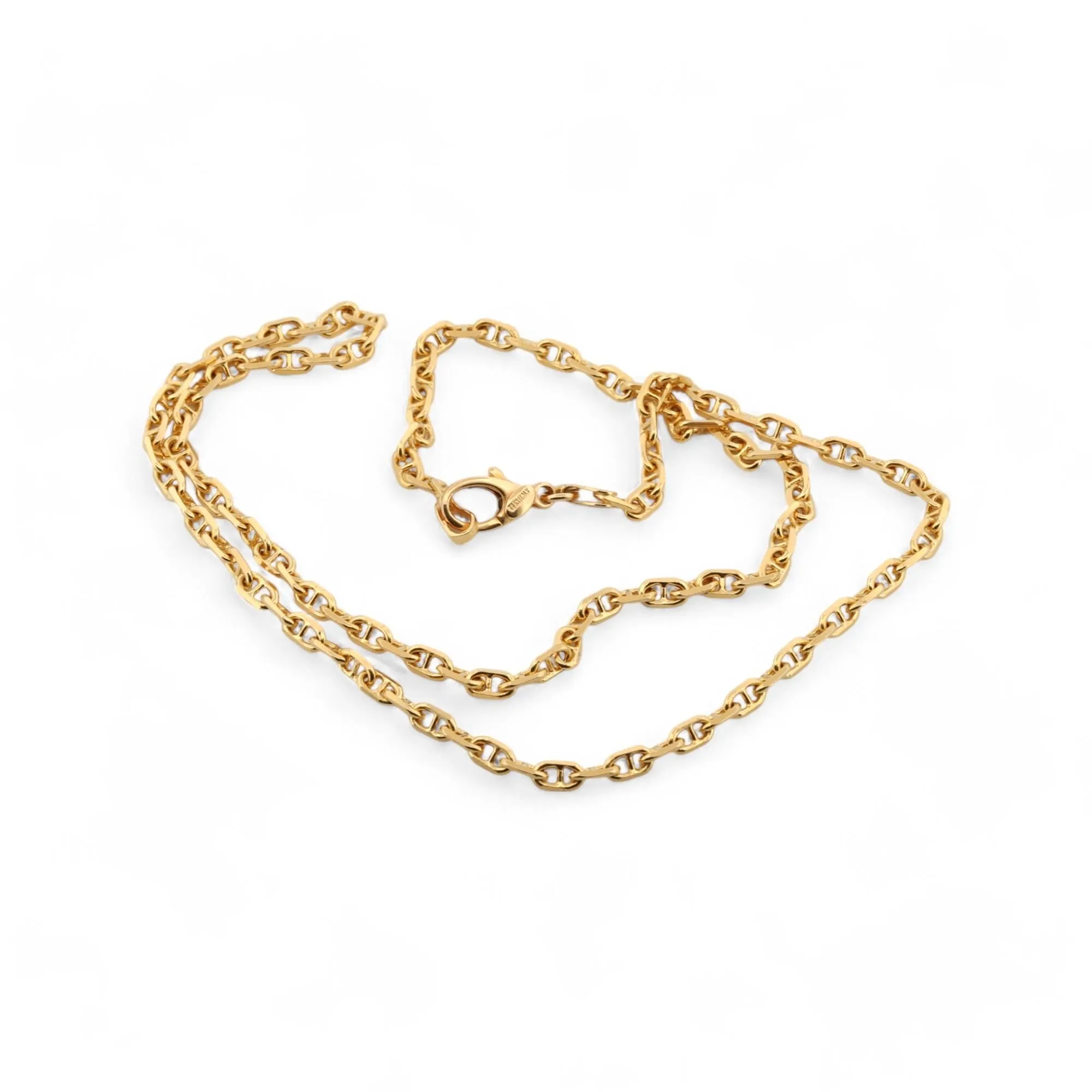 Solid 18k Yellow Gold Diamond-Cut Mariner Anchor Link Chain Necklace