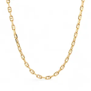 Solid 18k Yellow Gold Diamond-Cut Mariner Anchor Link Chain Necklace