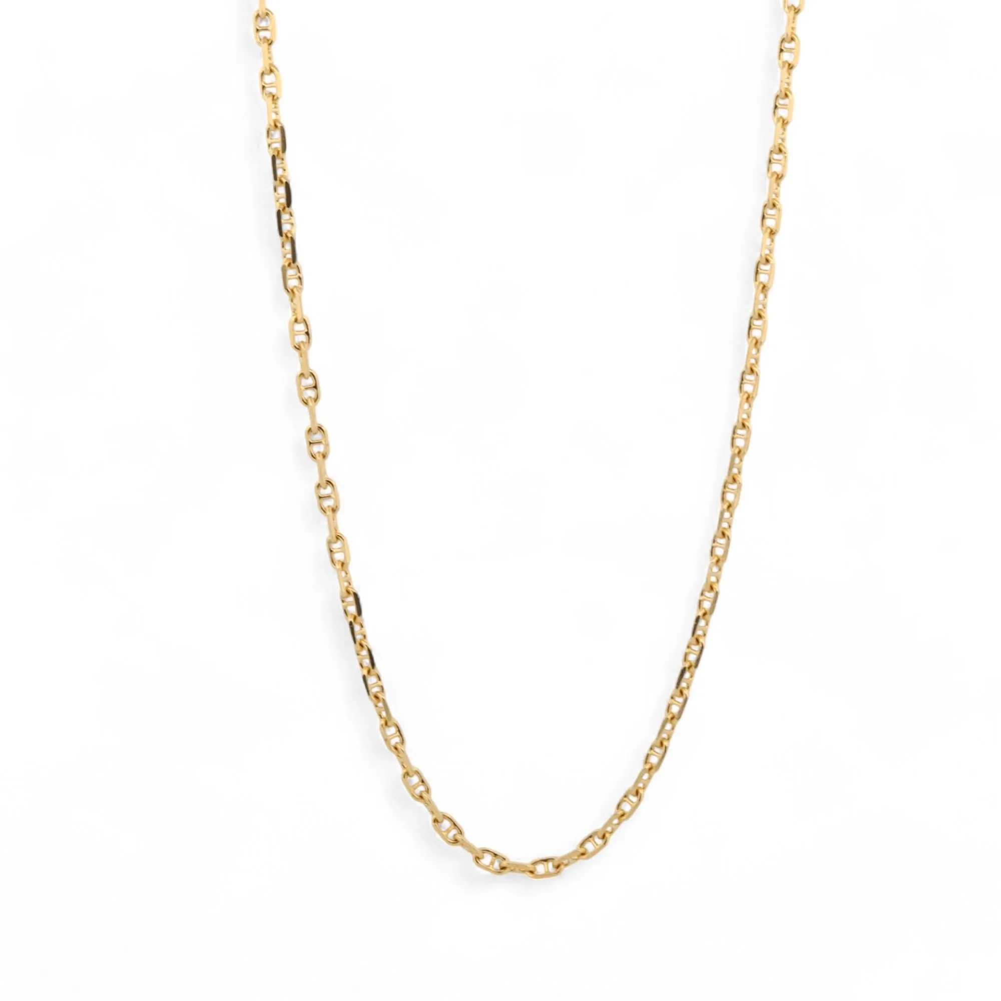 Solid 18k Yellow Gold Diamond-Cut Mariner Anchor Link Chain Necklace