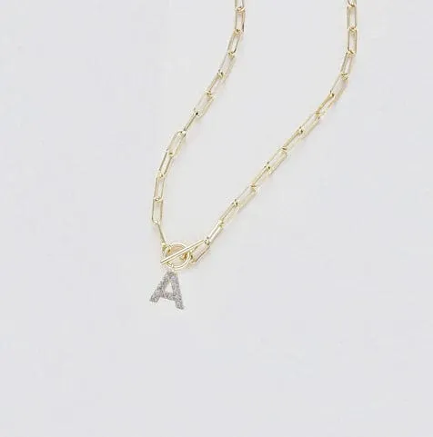 Sparkle Toggle Initial Necklace