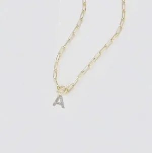 Sparkle Toggle Initial Necklace
