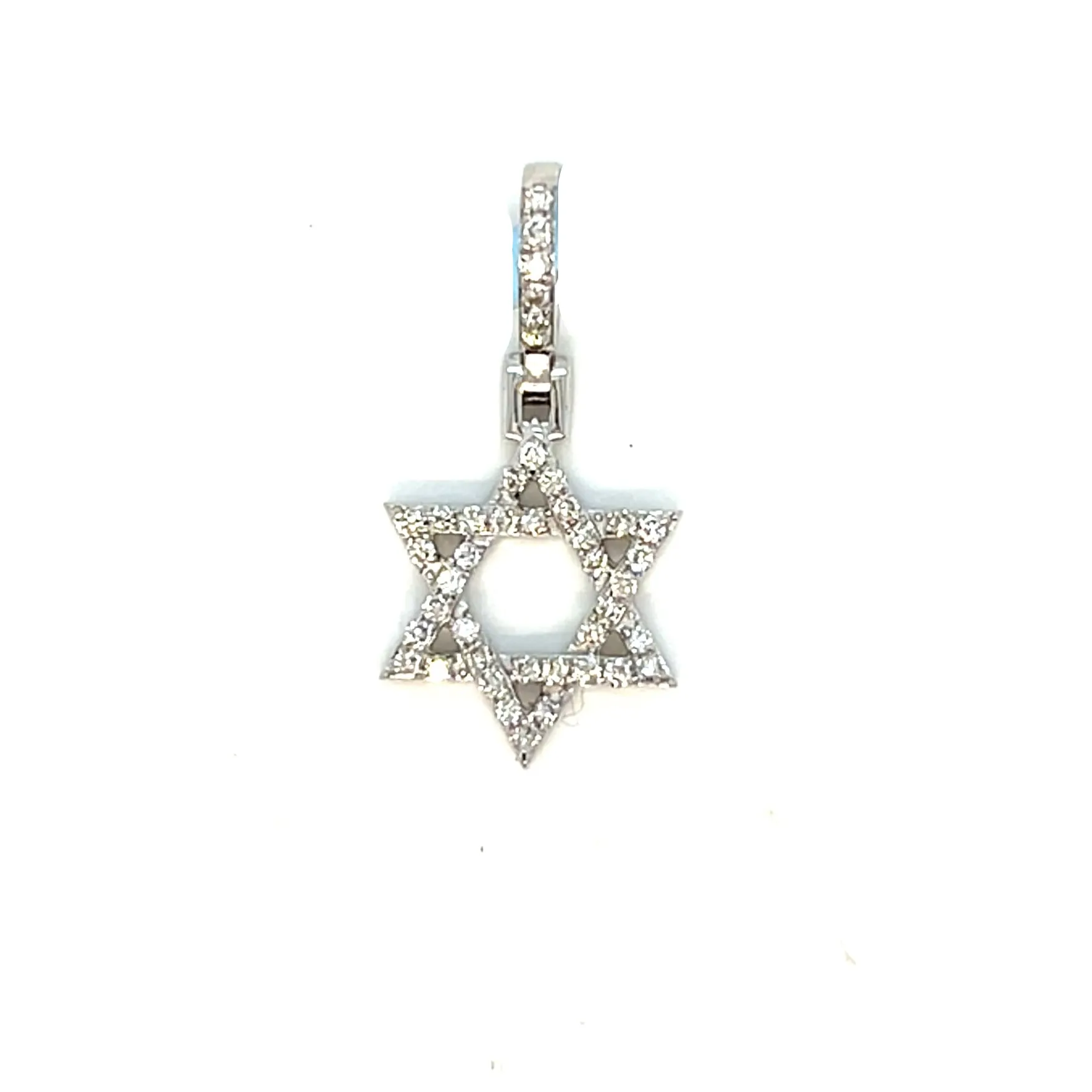 Star of David Magen David 14k White Gold 0.3ct Diamond 1" Pendant Charm - SP16052C