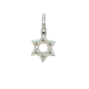 Star of David Magen David 14k White Gold 0.3ct Diamond 1" Pendant Charm - SP16052C