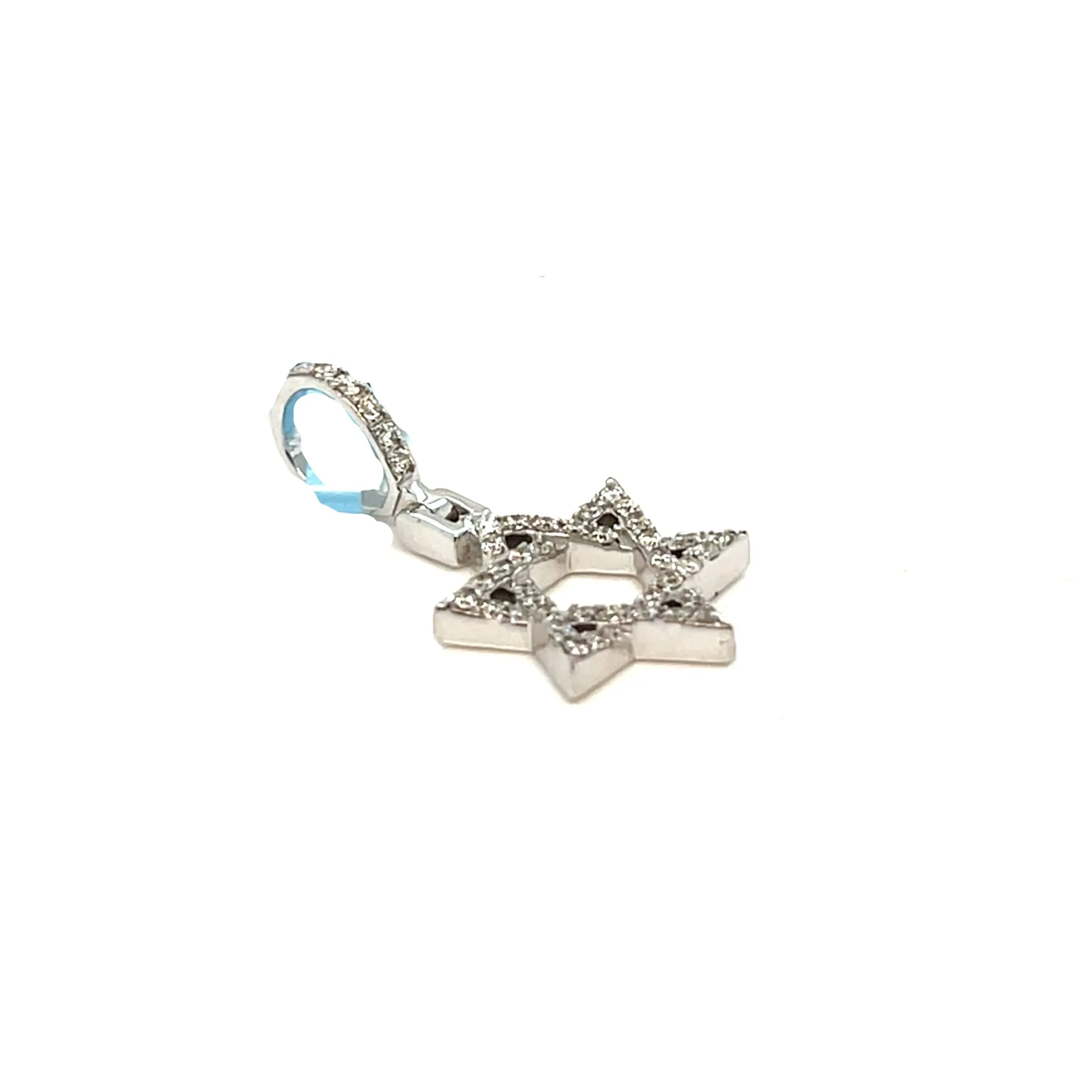 Star of David Magen David 14k White Gold 0.3ct Diamond 1" Pendant Charm - SP16052C