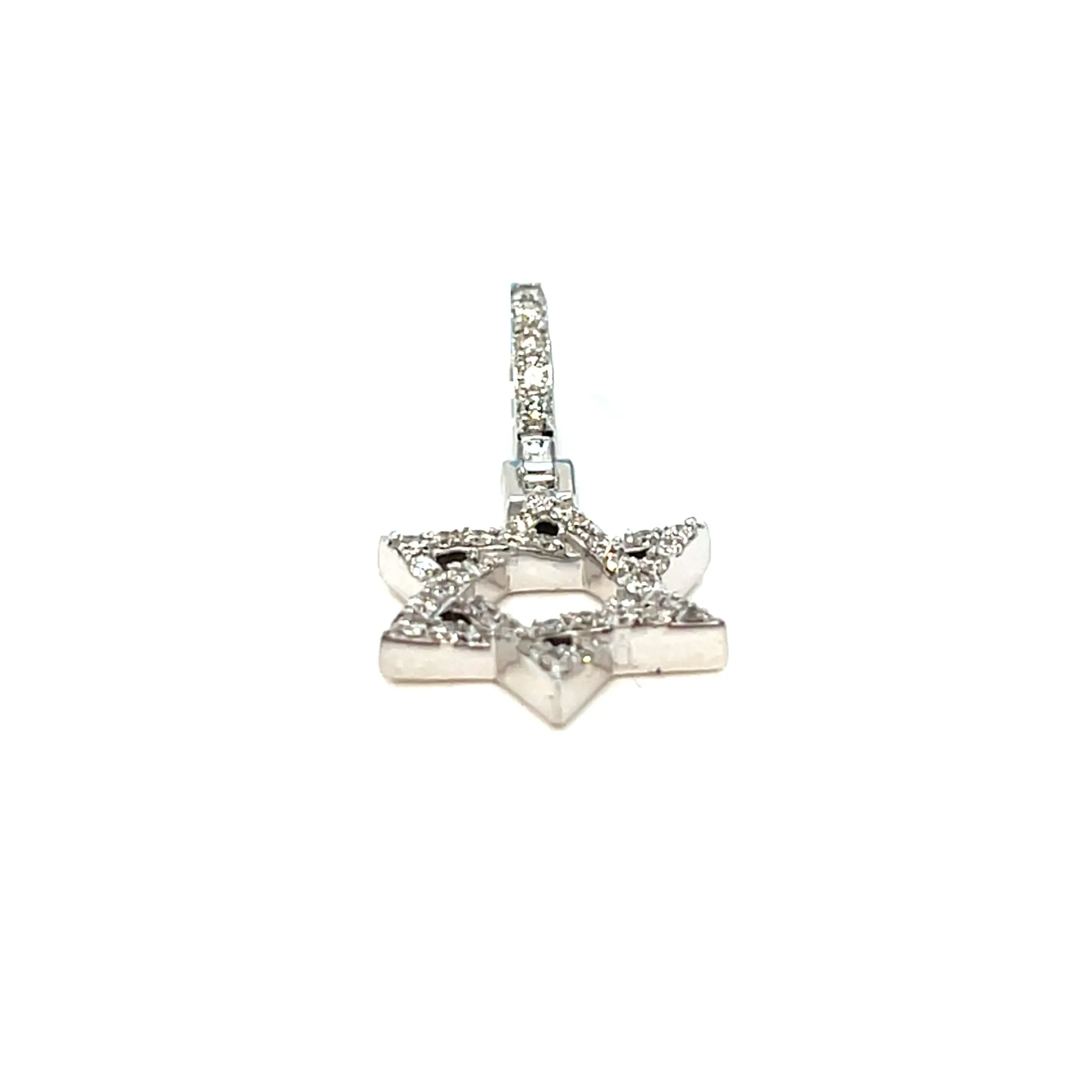 Star of David Magen David 14k White Gold 0.3ct Diamond 1" Pendant Charm - SP16052C