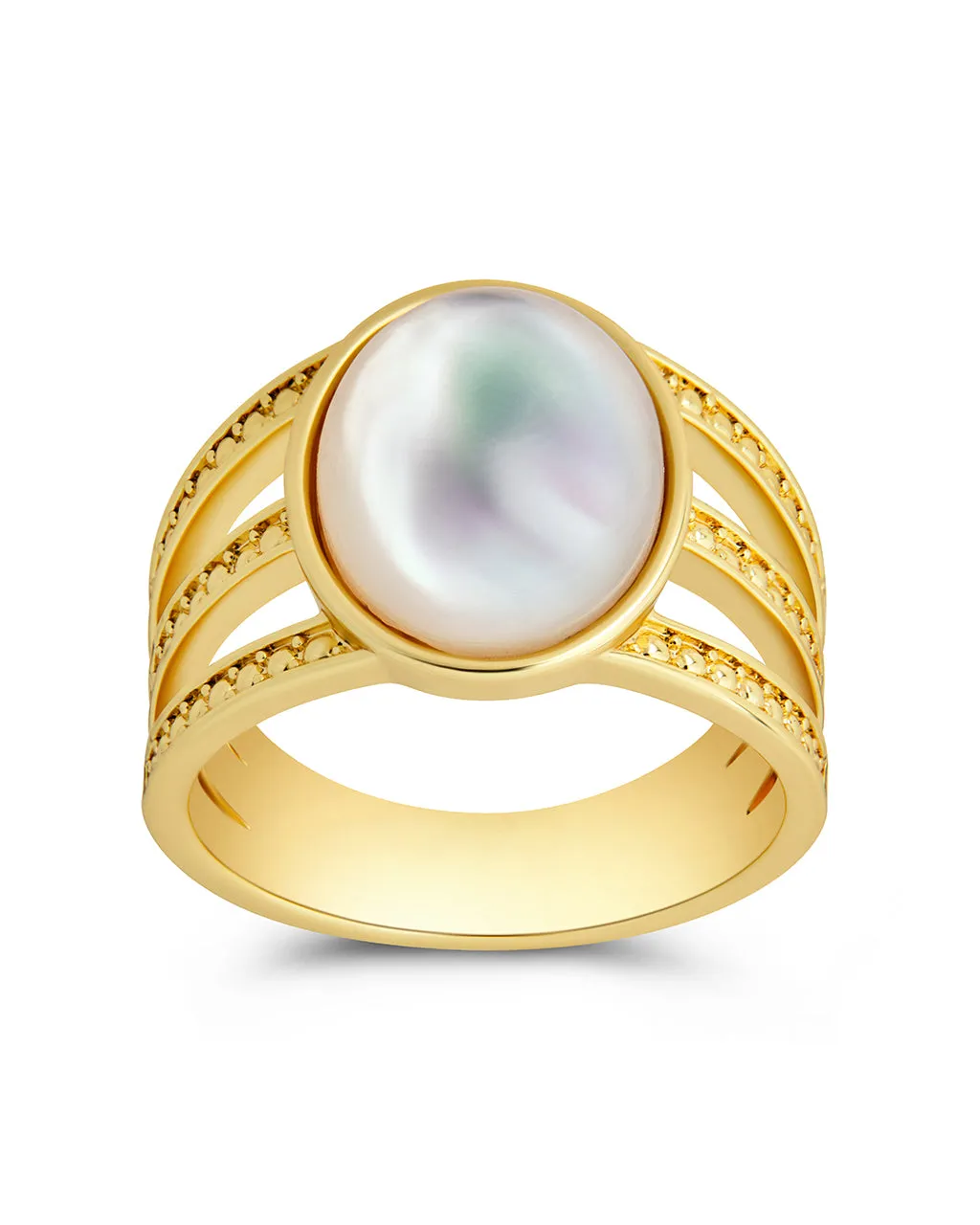 Sterling Silver Illyana Moonstone Triple Row Ring
