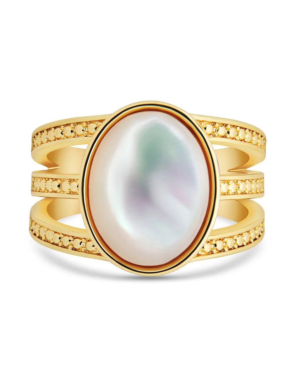 Sterling Silver Illyana Moonstone Triple Row Ring