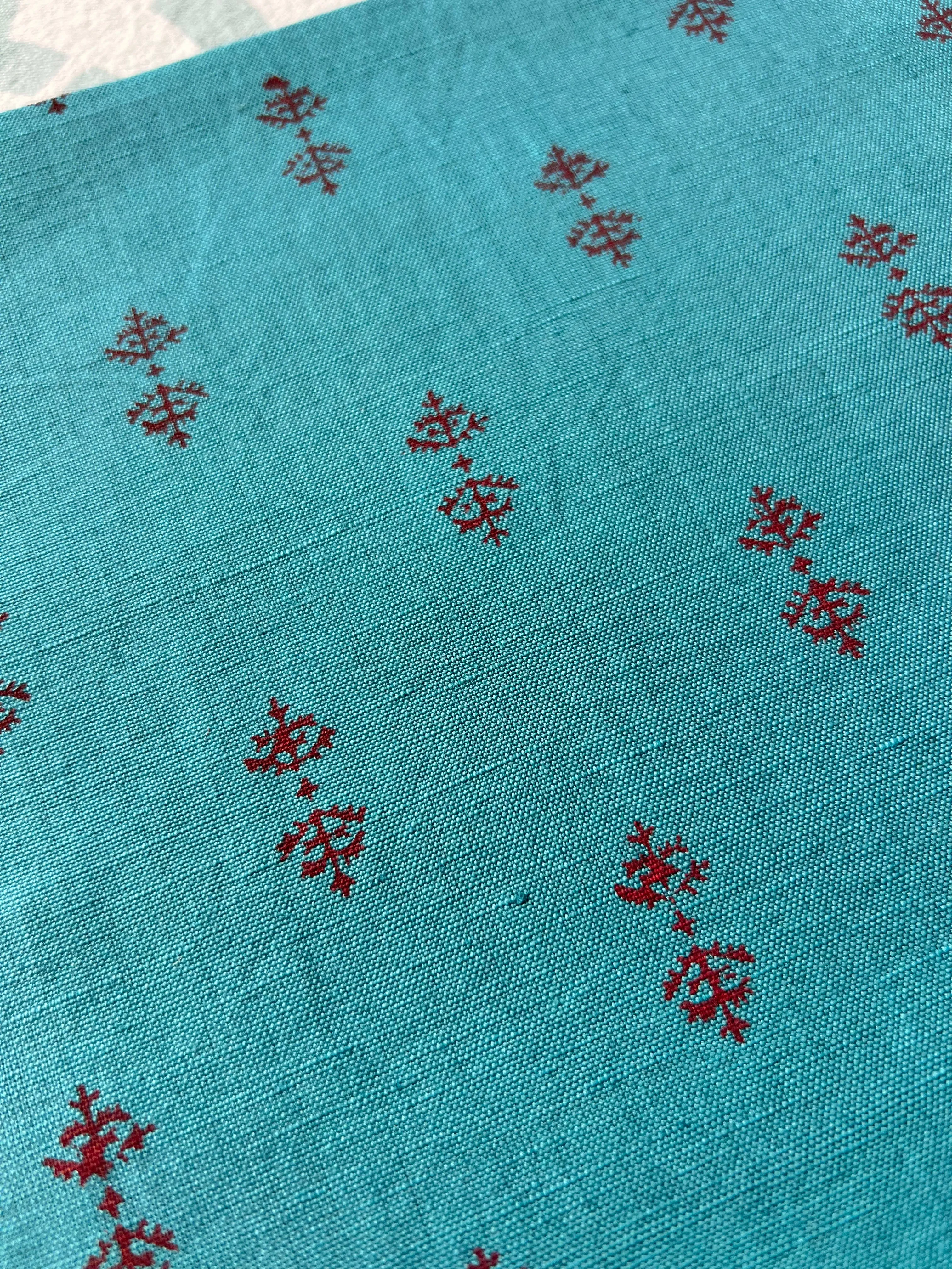 Teal Staghorn Organic Cotton Linen Napkin Set