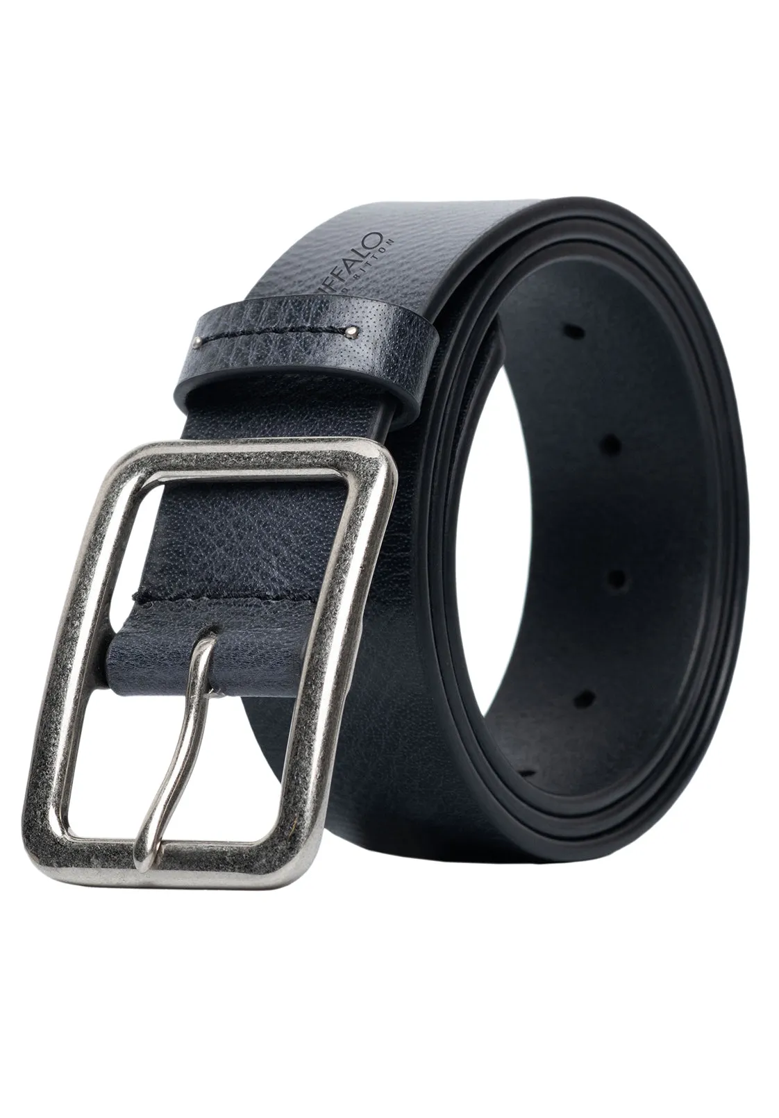 Textured Full Grain Black Buffalo Leather Belt - BB1002C04
