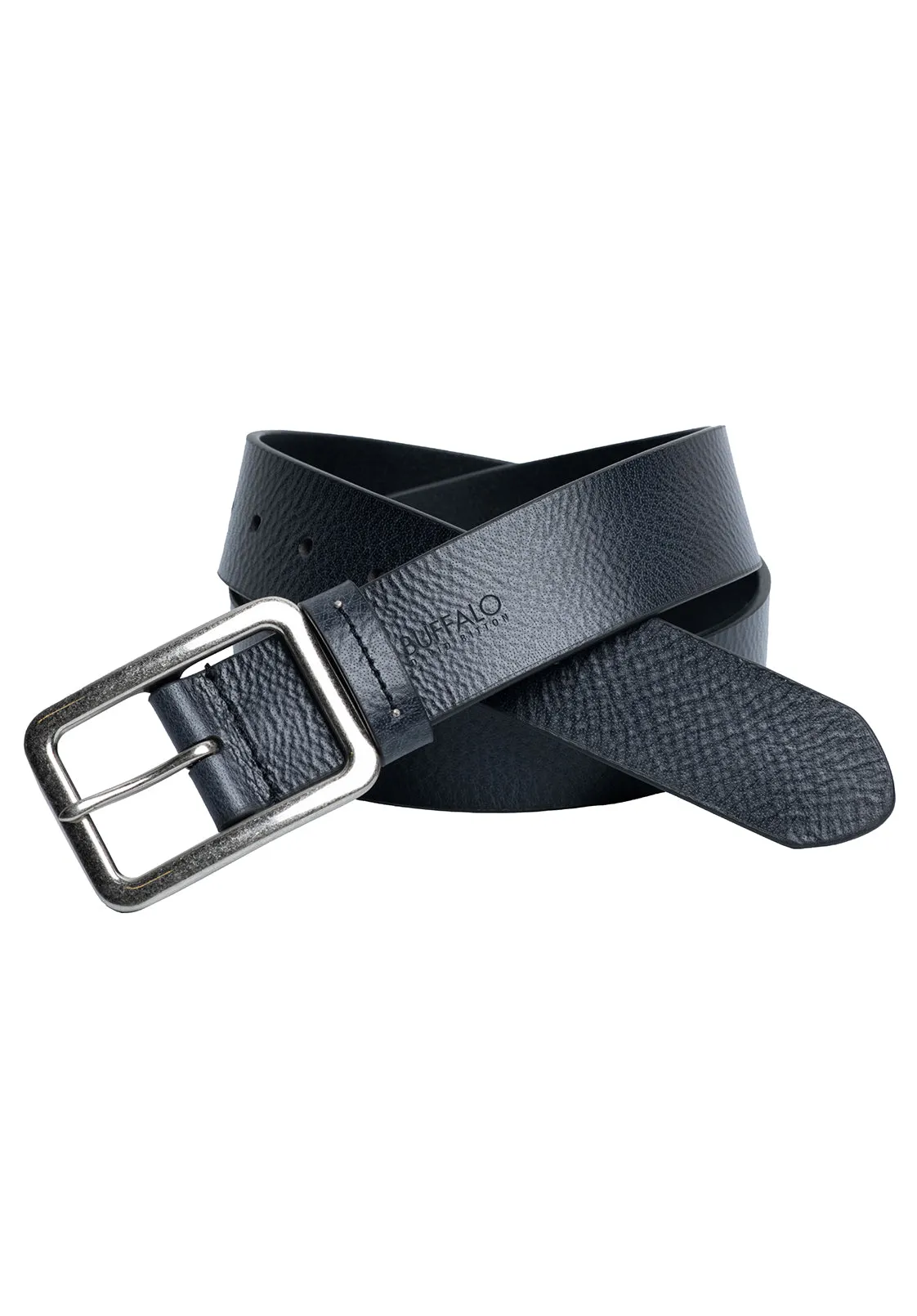Textured Full Grain Black Buffalo Leather Belt - BB1002C04