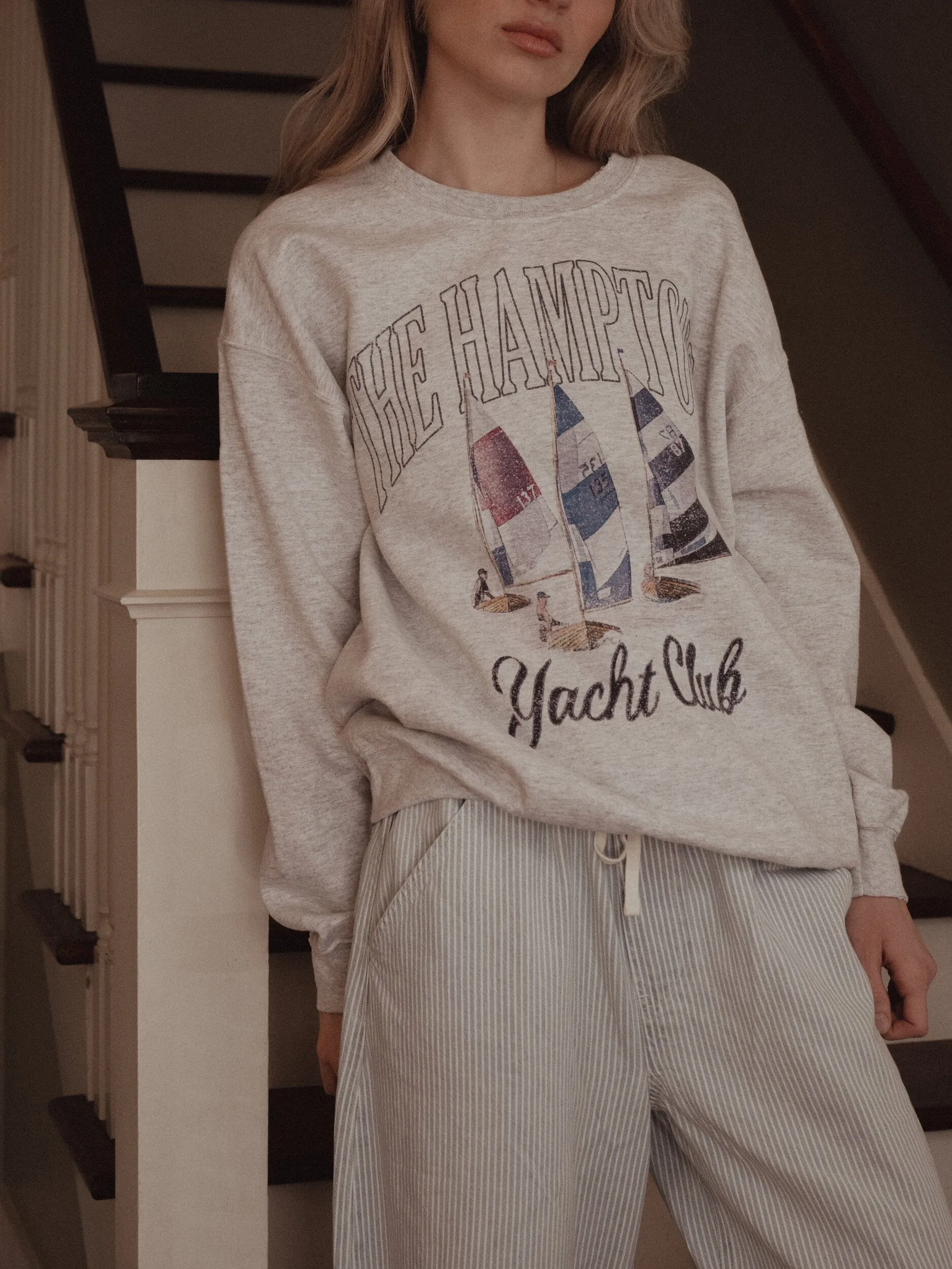 The Hamptons Yacht Club Ash Gray Thrifted Sweatshirt