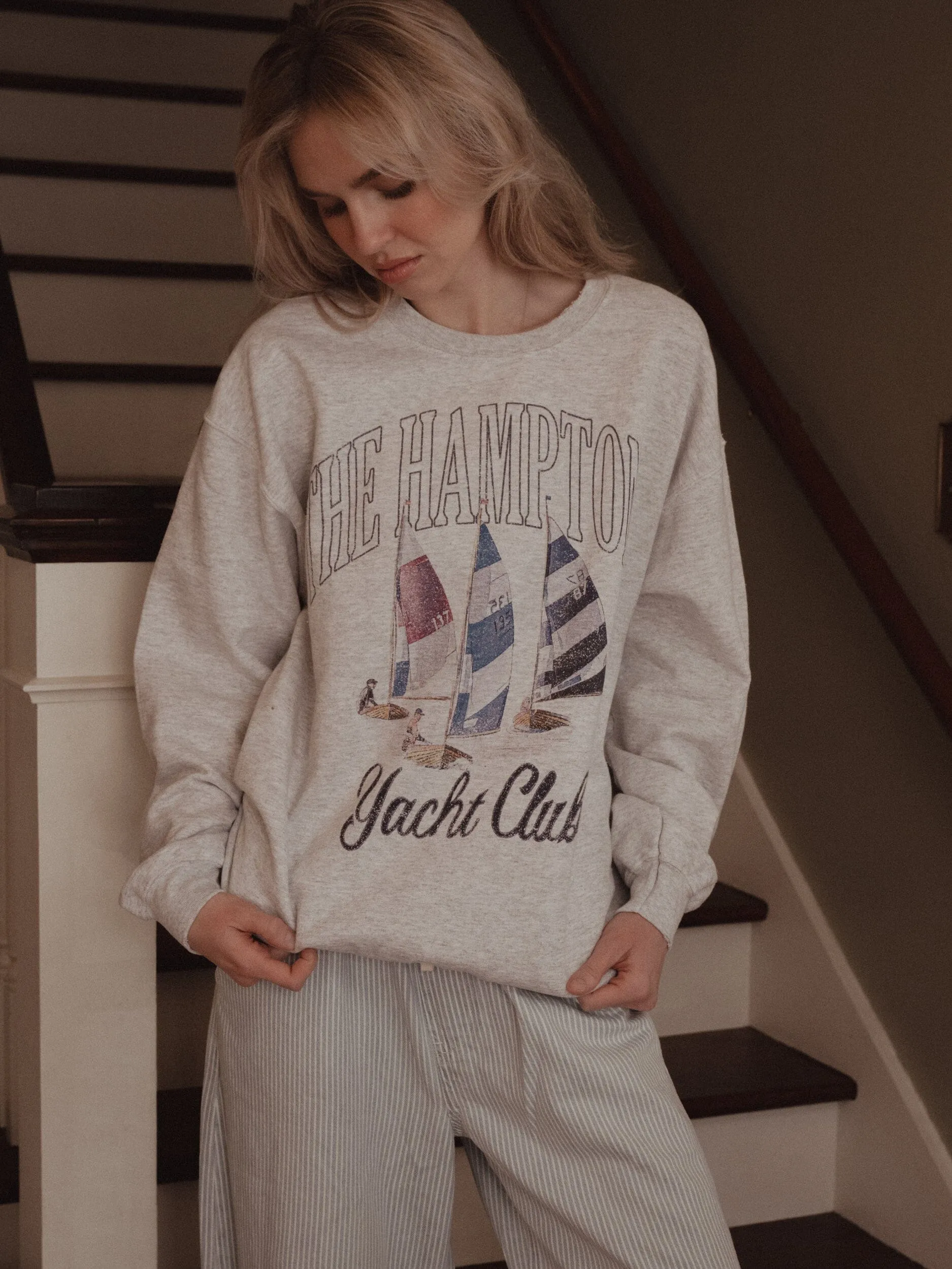The Hamptons Yacht Club Ash Gray Thrifted Sweatshirt