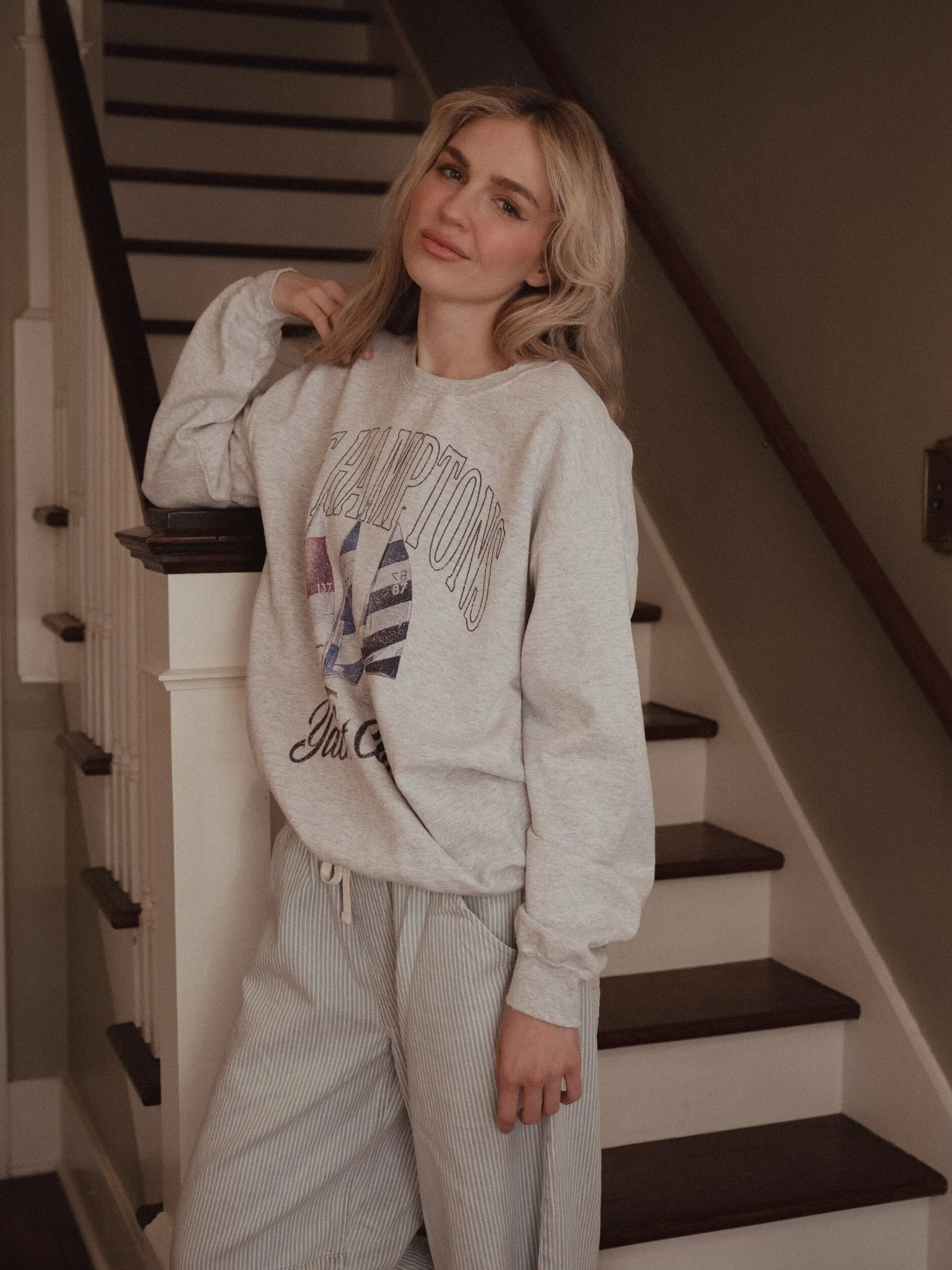 The Hamptons Yacht Club Ash Gray Thrifted Sweatshirt