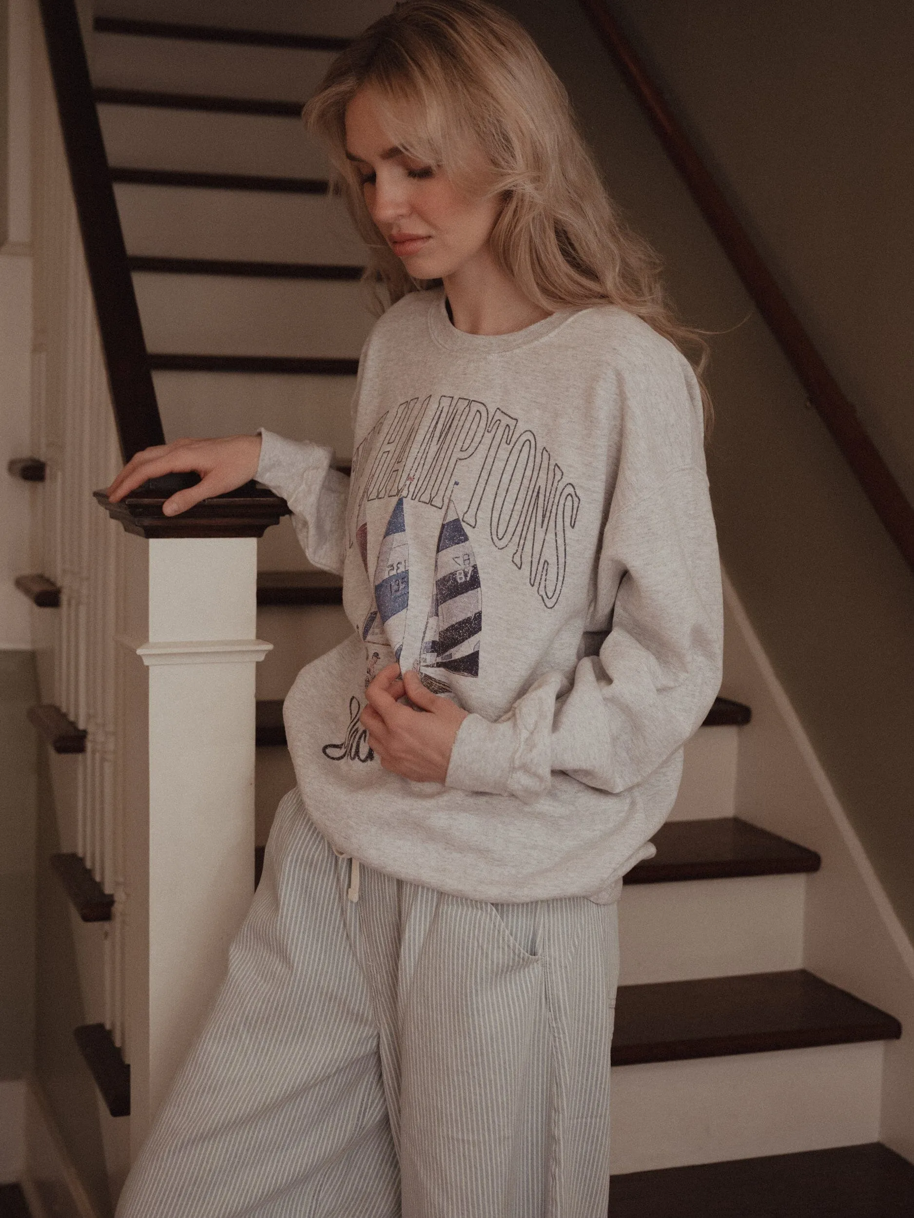 The Hamptons Yacht Club Ash Gray Thrifted Sweatshirt