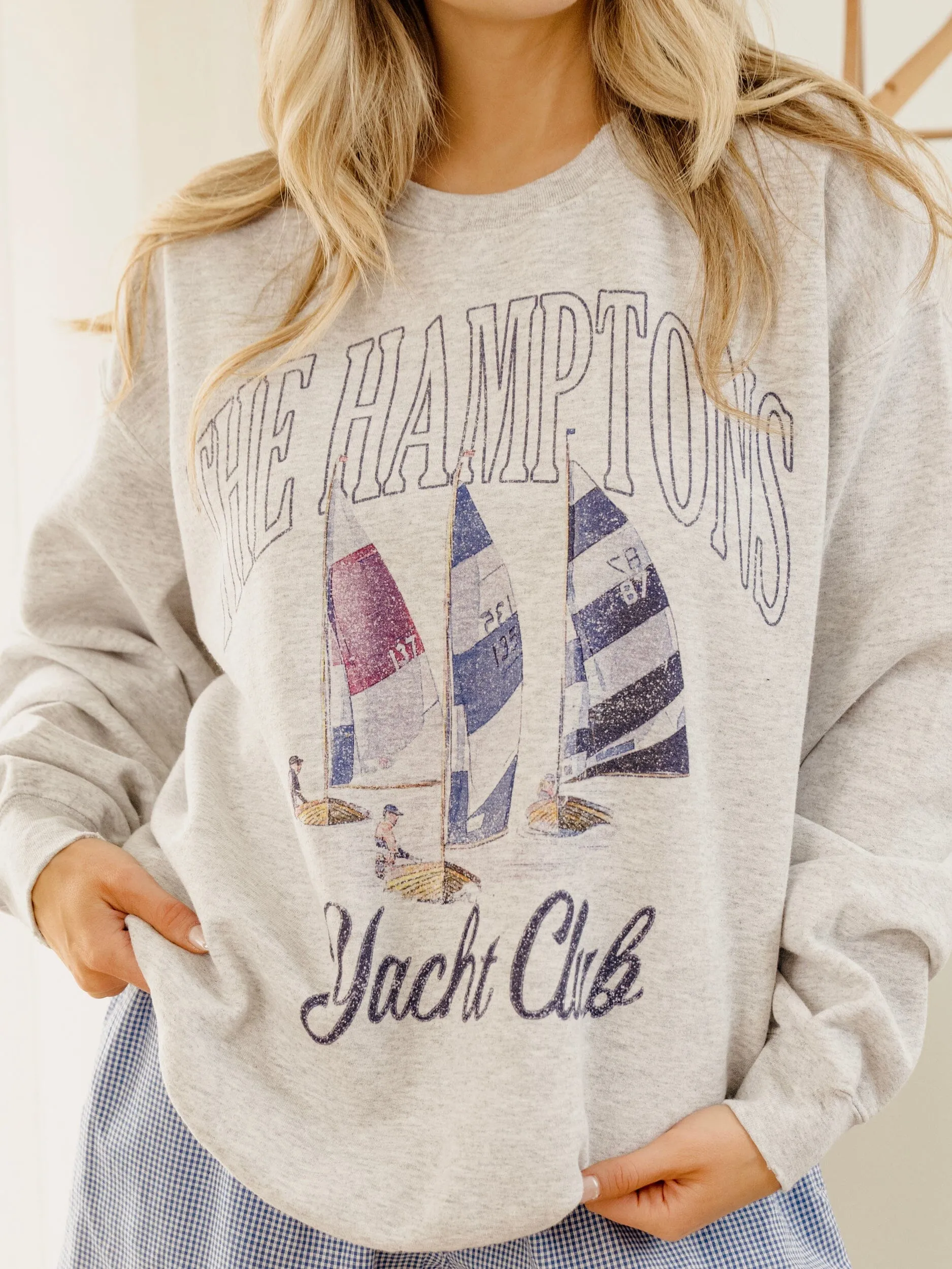 The Hamptons Yacht Club Ash Gray Thrifted Sweatshirt