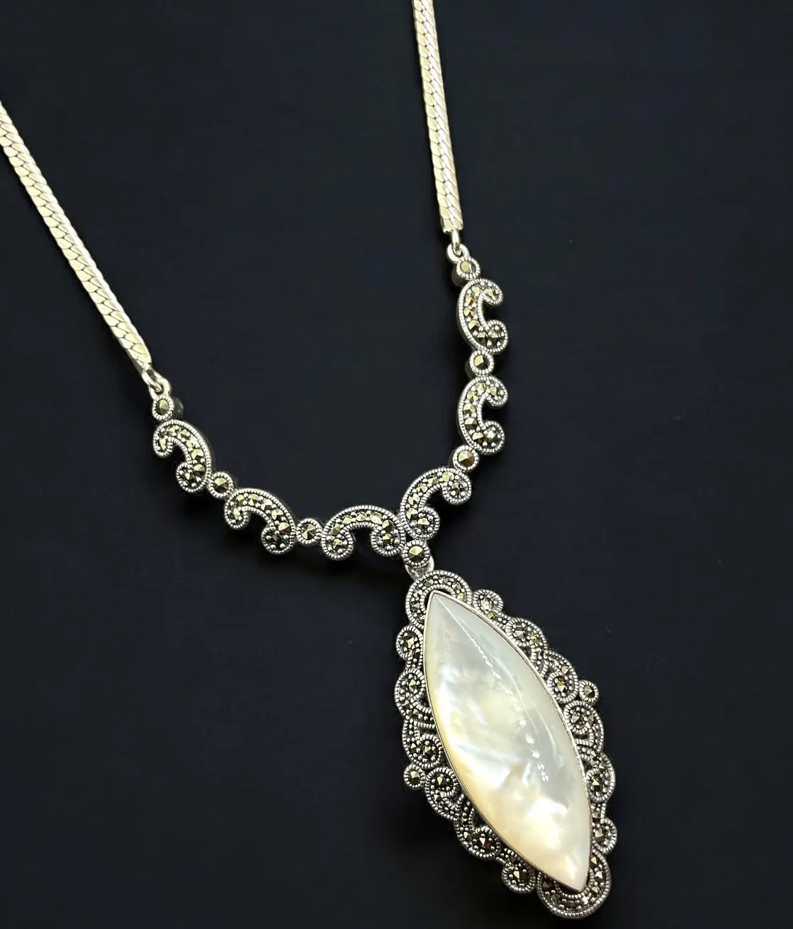 The Madana Silver Marcasite Necklace & Earrings