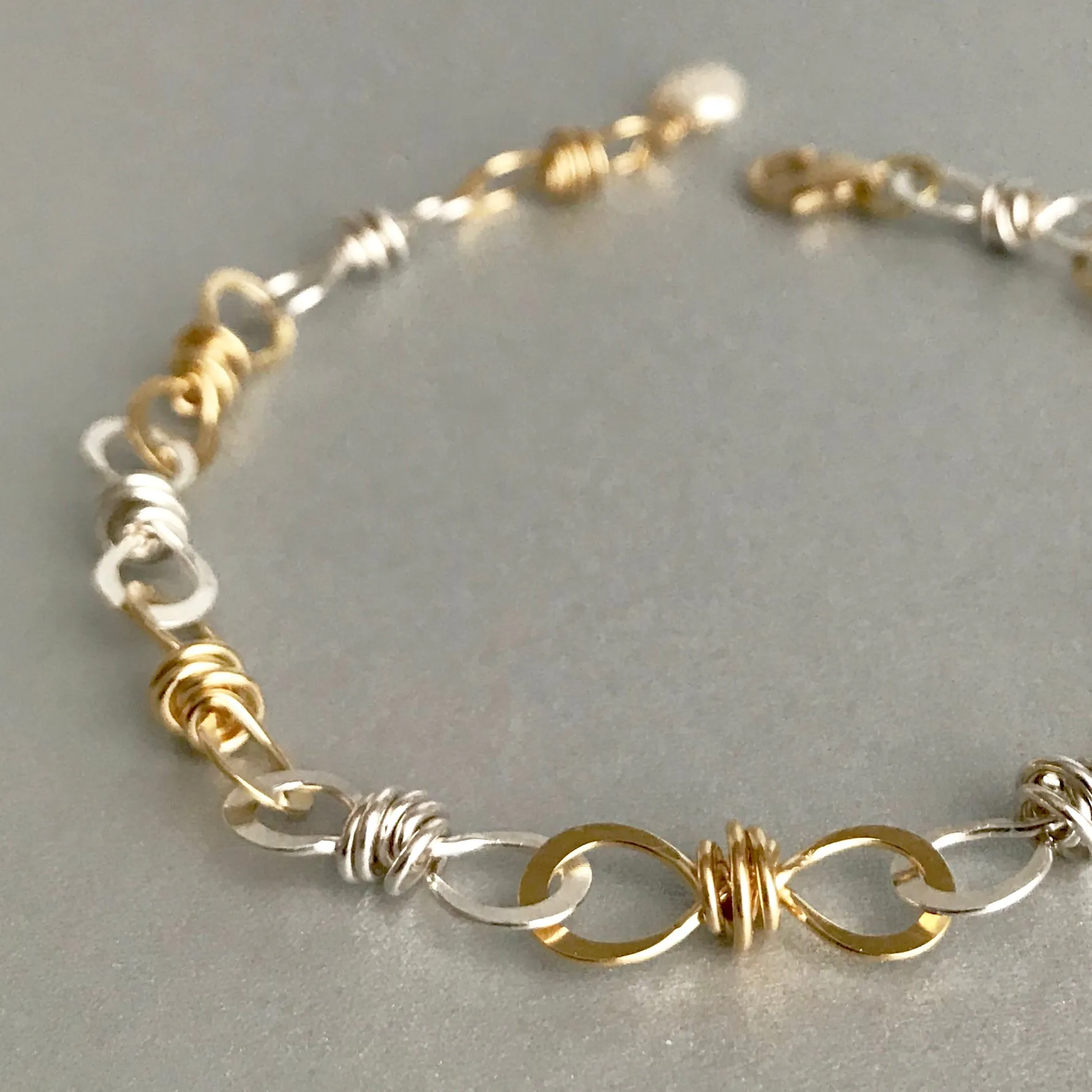 The Small Knot Link Bracelet, Bright Silver & Gold
