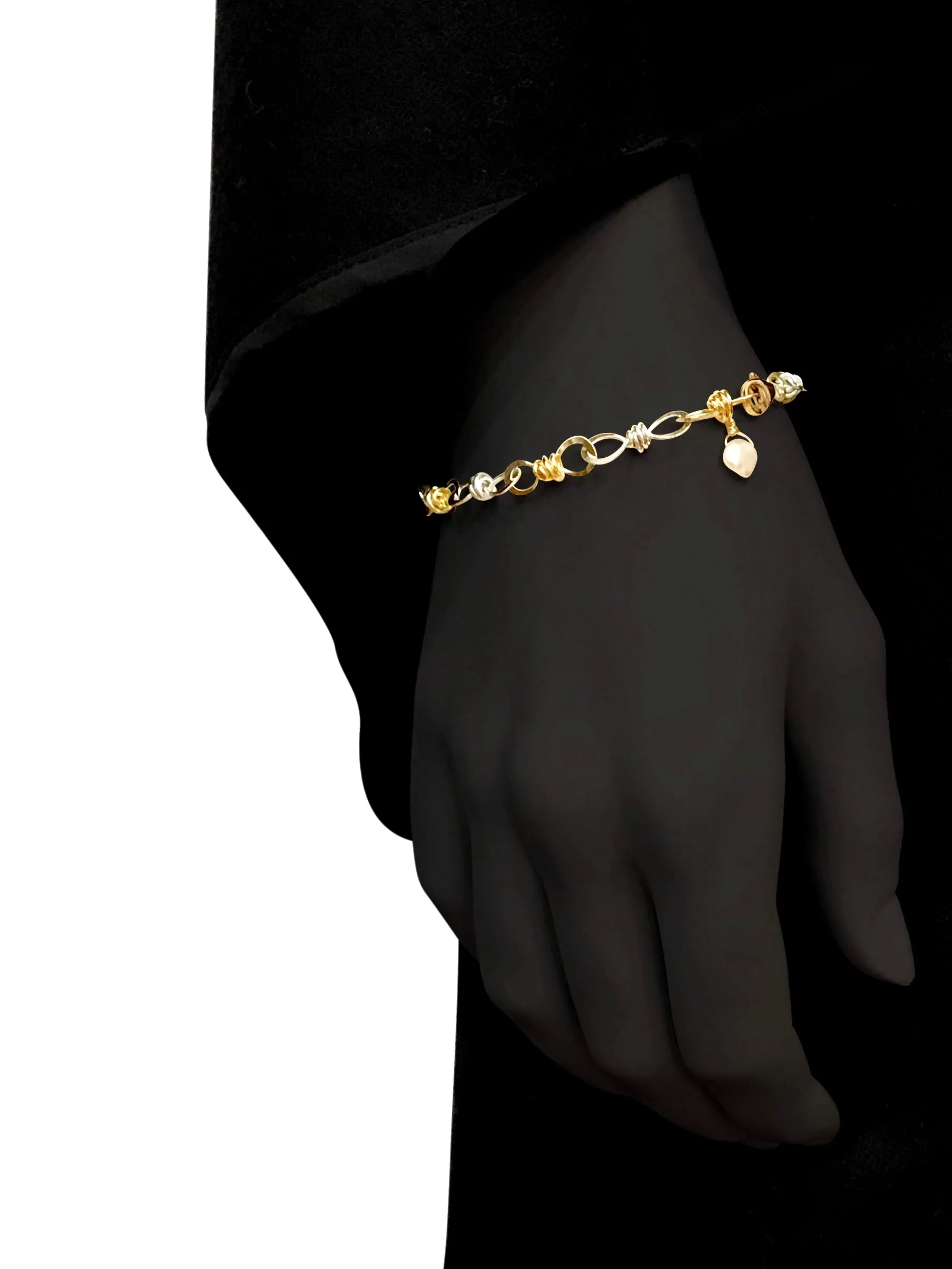 The Small Knot Link Bracelet, Bright Silver & Gold