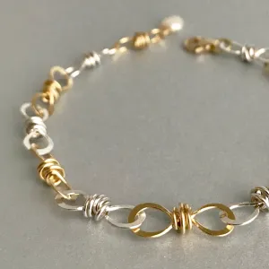 The Small Knot Link Bracelet, Bright Silver & Gold