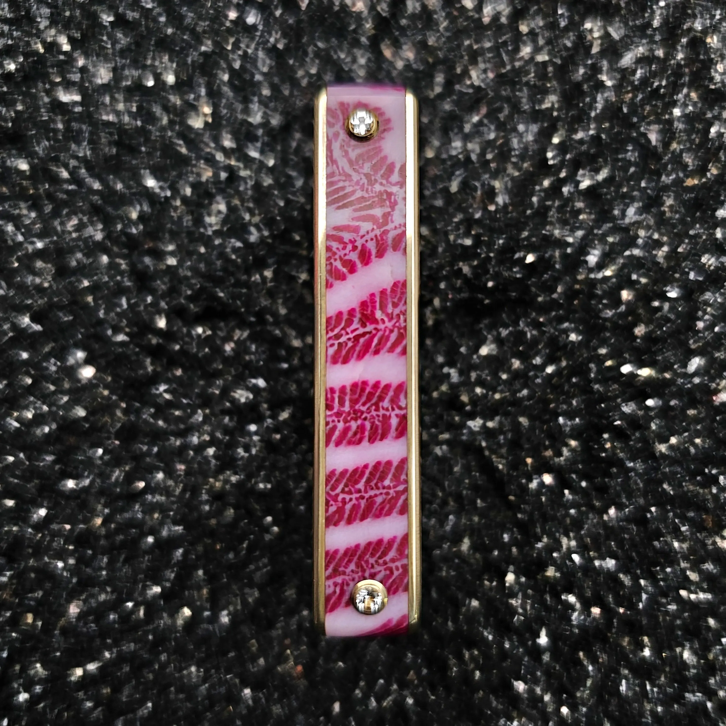 The Throne (Light Red Fossilized Coral & Brass Two Finger Ring)