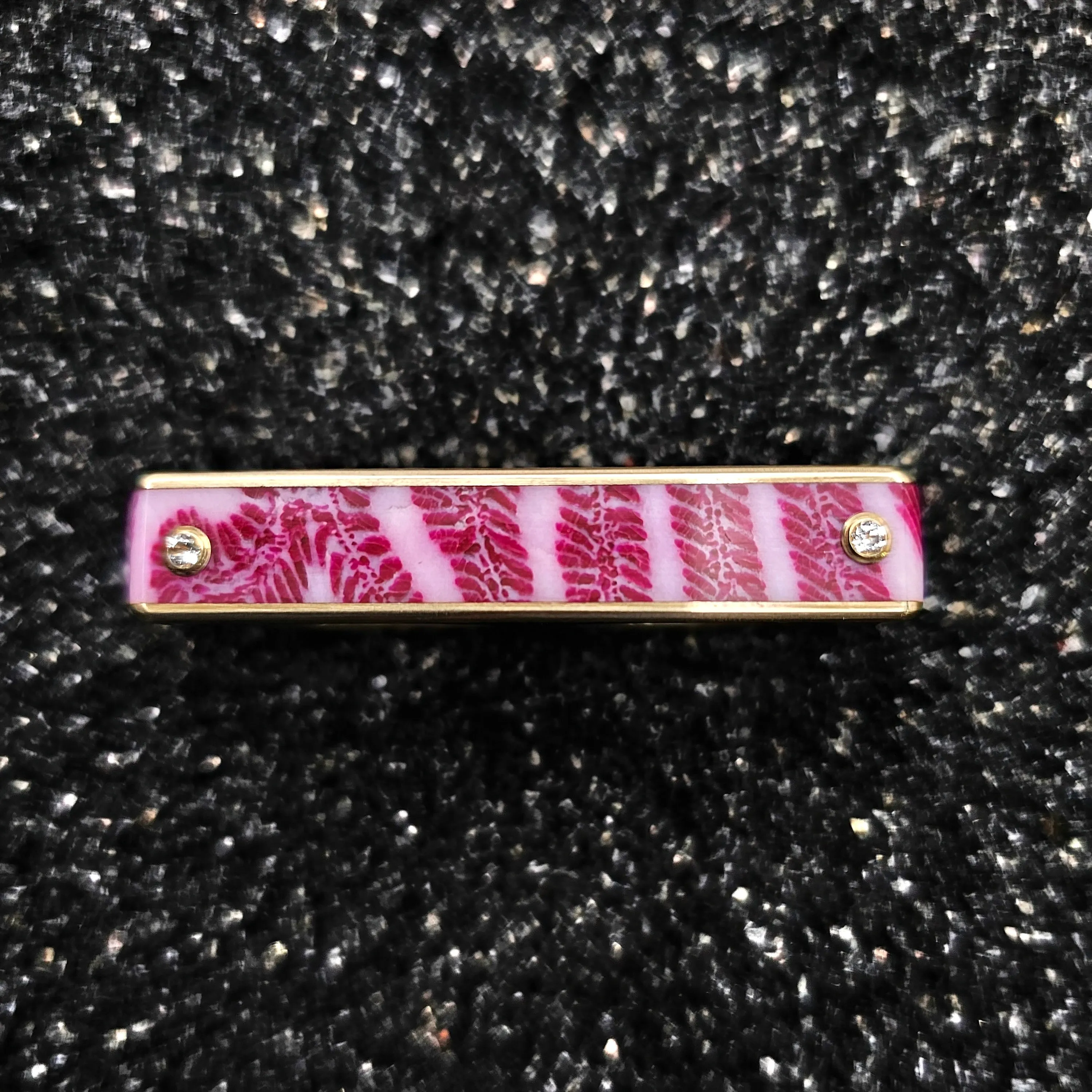 The Throne (Light Red Fossilized Coral & Brass Two Finger Ring)