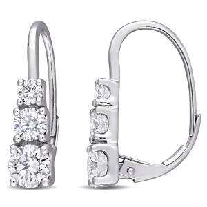 Three-Stone Moissanite Leverback Earrings