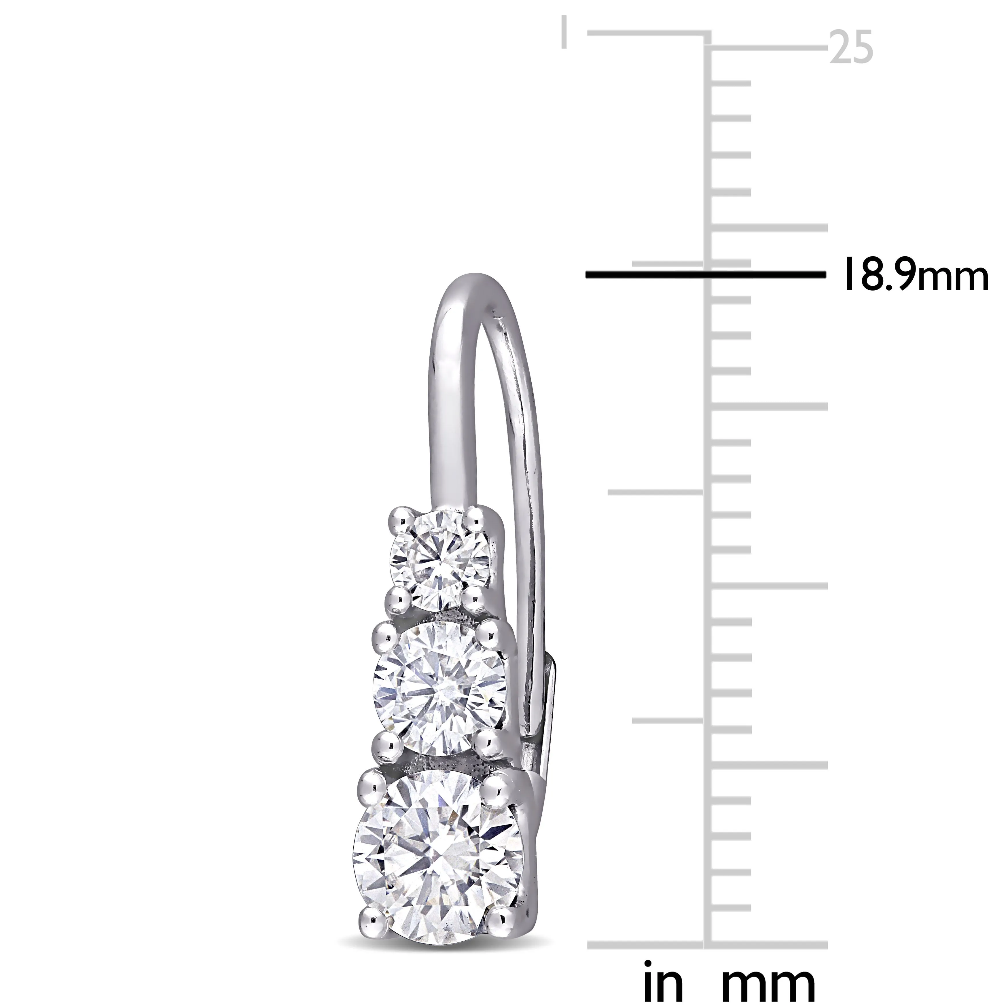 Three-Stone Moissanite Leverback Earrings