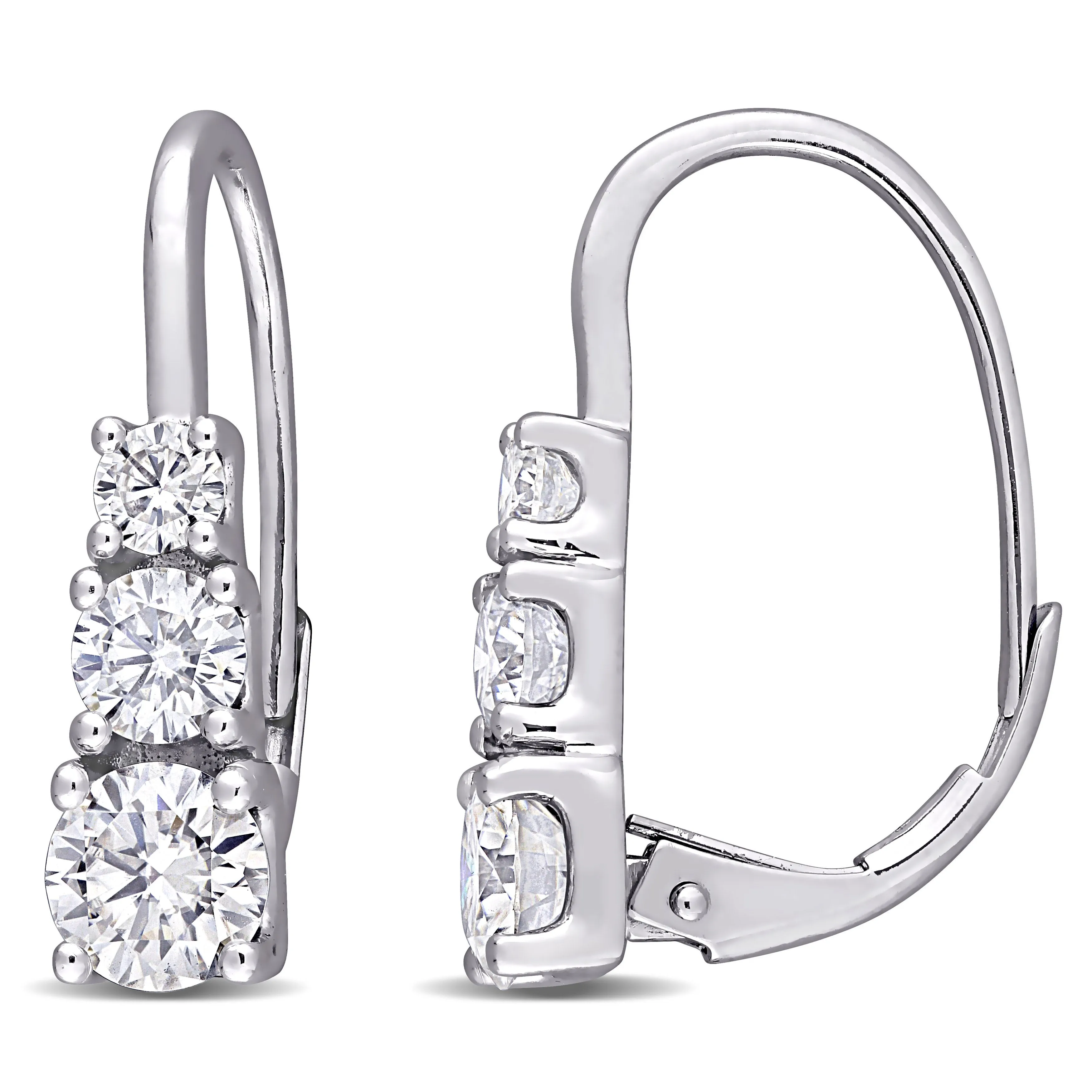 Three-Stone Moissanite Leverback Earrings